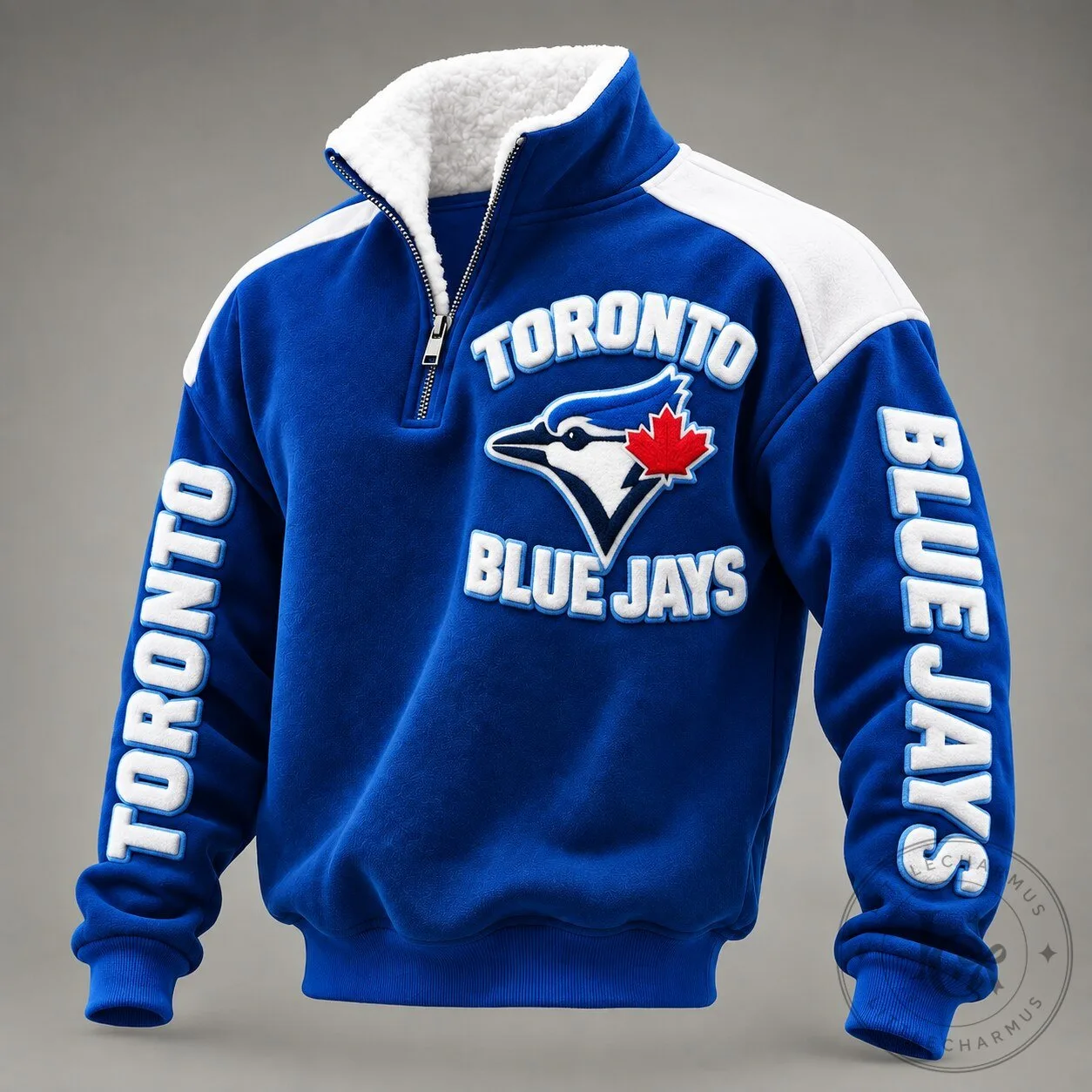 Toronto Blue Jays Quarter-Zip Fleece Pullover Sherpa Collar Sweatshirt