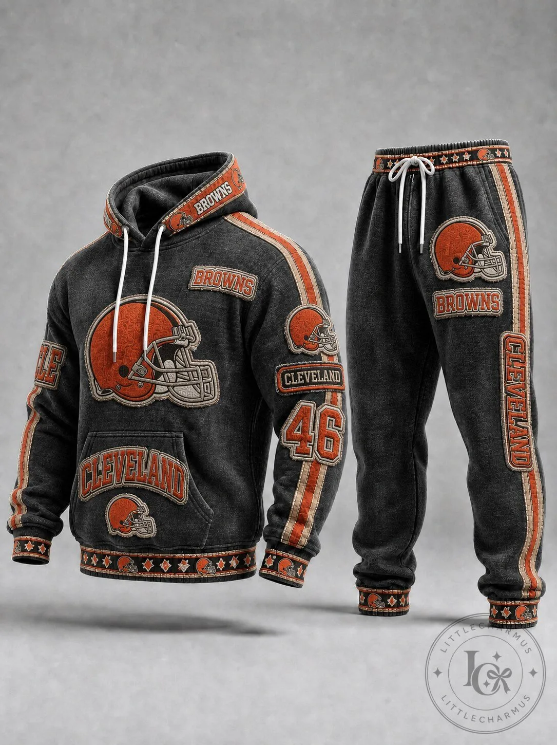 Cleveland Browns Football Team Vintage Style Hoodie and Sweatpants Set