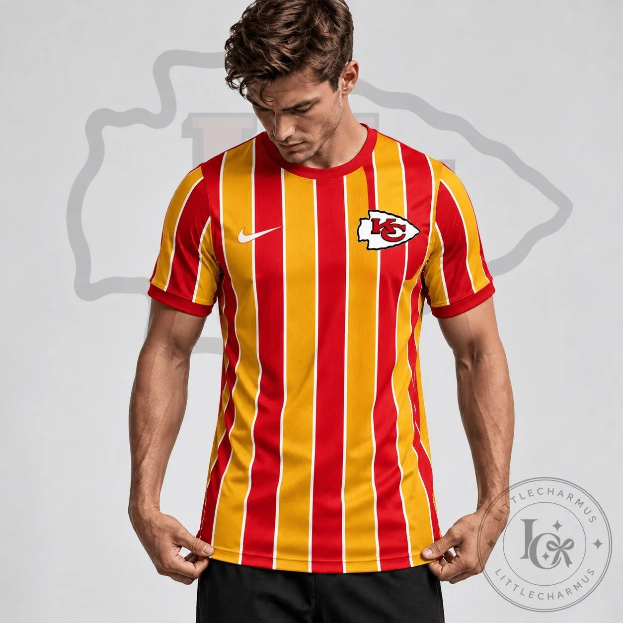 Kansas City Chiefs Red Gold Vertical Stripe Performance Football Jersey 1 Kansas City Chiefs Red Gold Vertical Stripe Performance Football Jersey