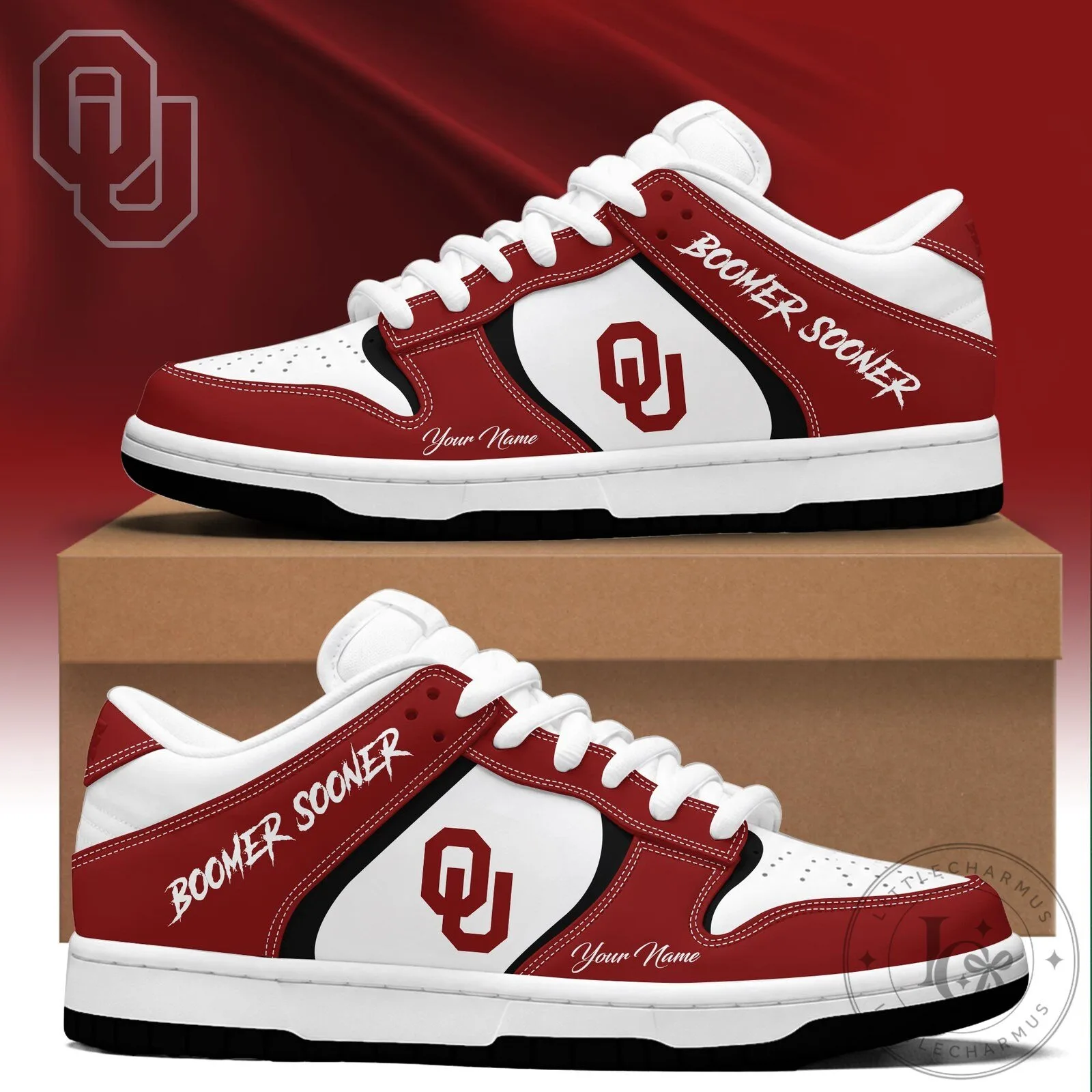 Oklahoma Sooners Boomer Sooner Custom Name NCAA Team Sneakers