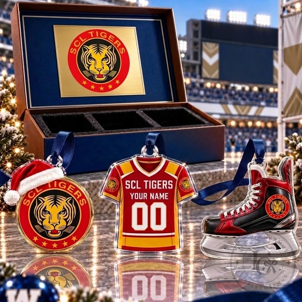 SCL Tigers National League Ice Hockey Team Christmas Tree Ornament Set
