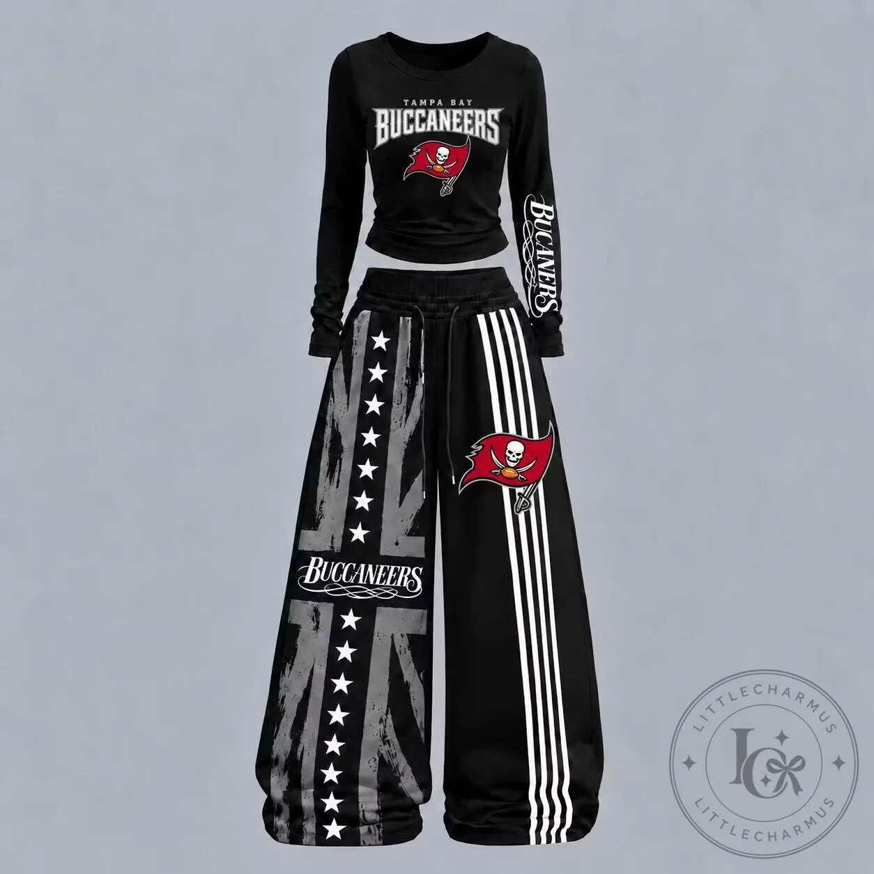 Tampa Bay Buccaneers Women's Long Sleeve Shirt and Wide Leg Pants Set