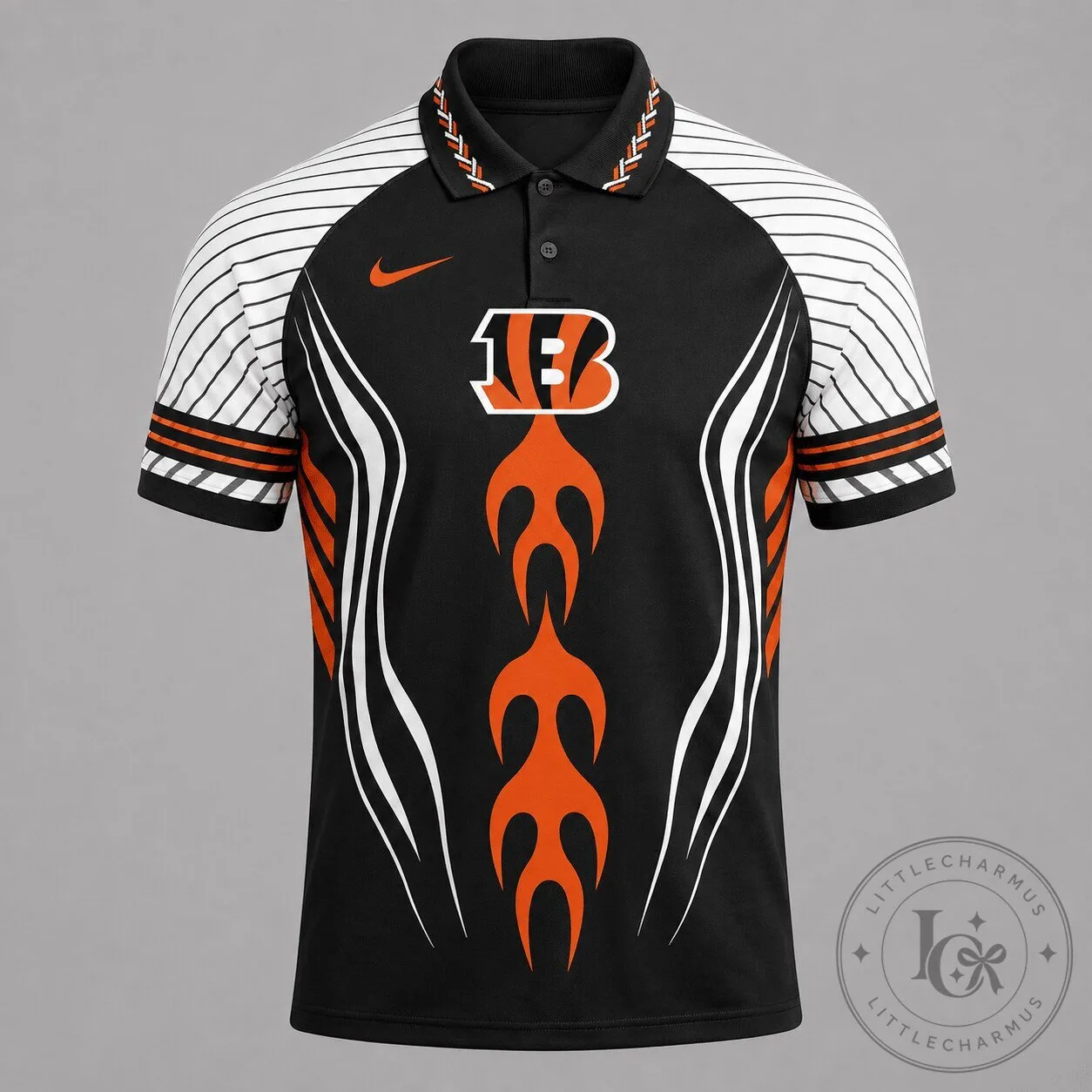 Cincinnati Bengals Flame Stripe Premium Athletic Polo Shirt
