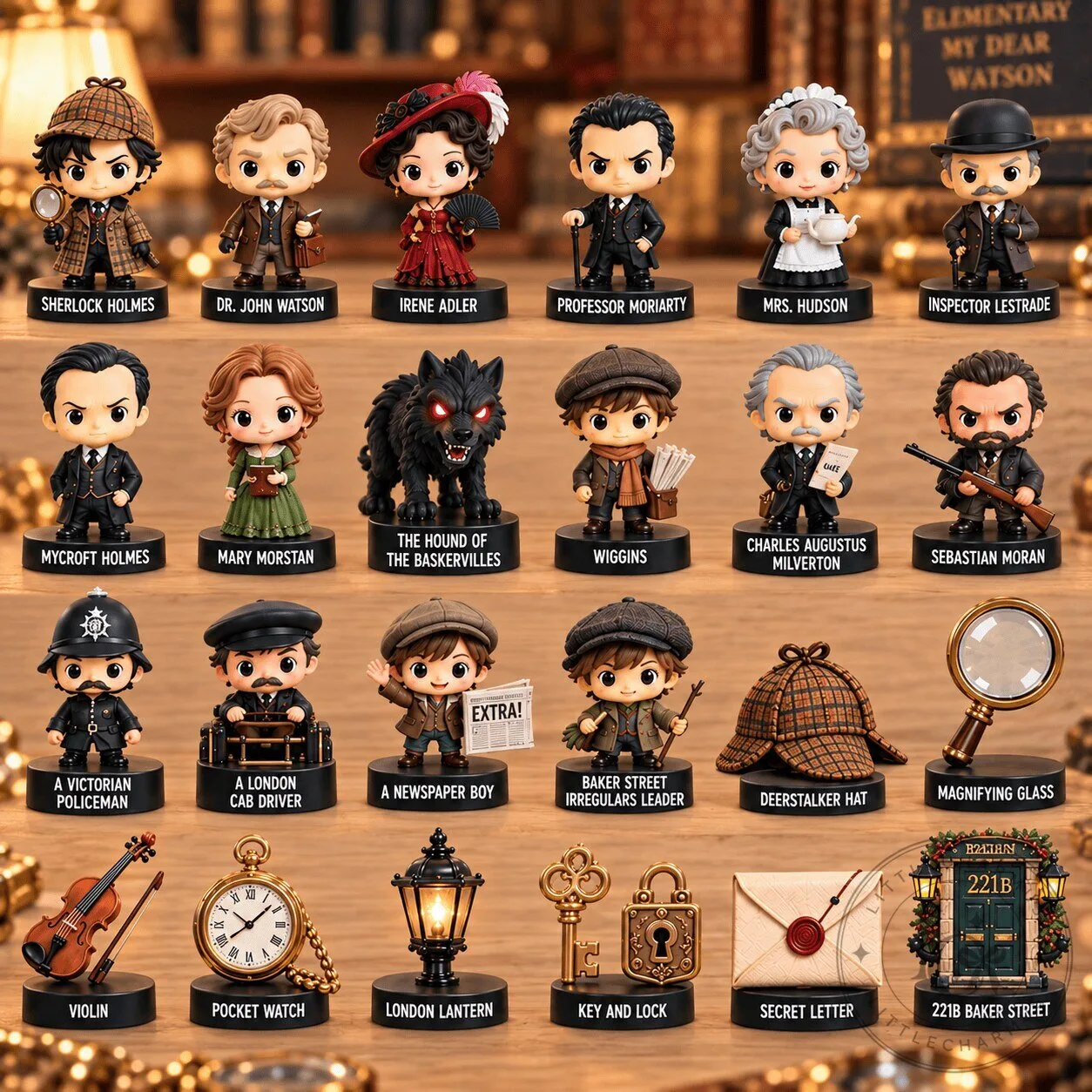 Sherlock Holmes Detective Mystery Advent Calendar Blind Box Figurine Set
