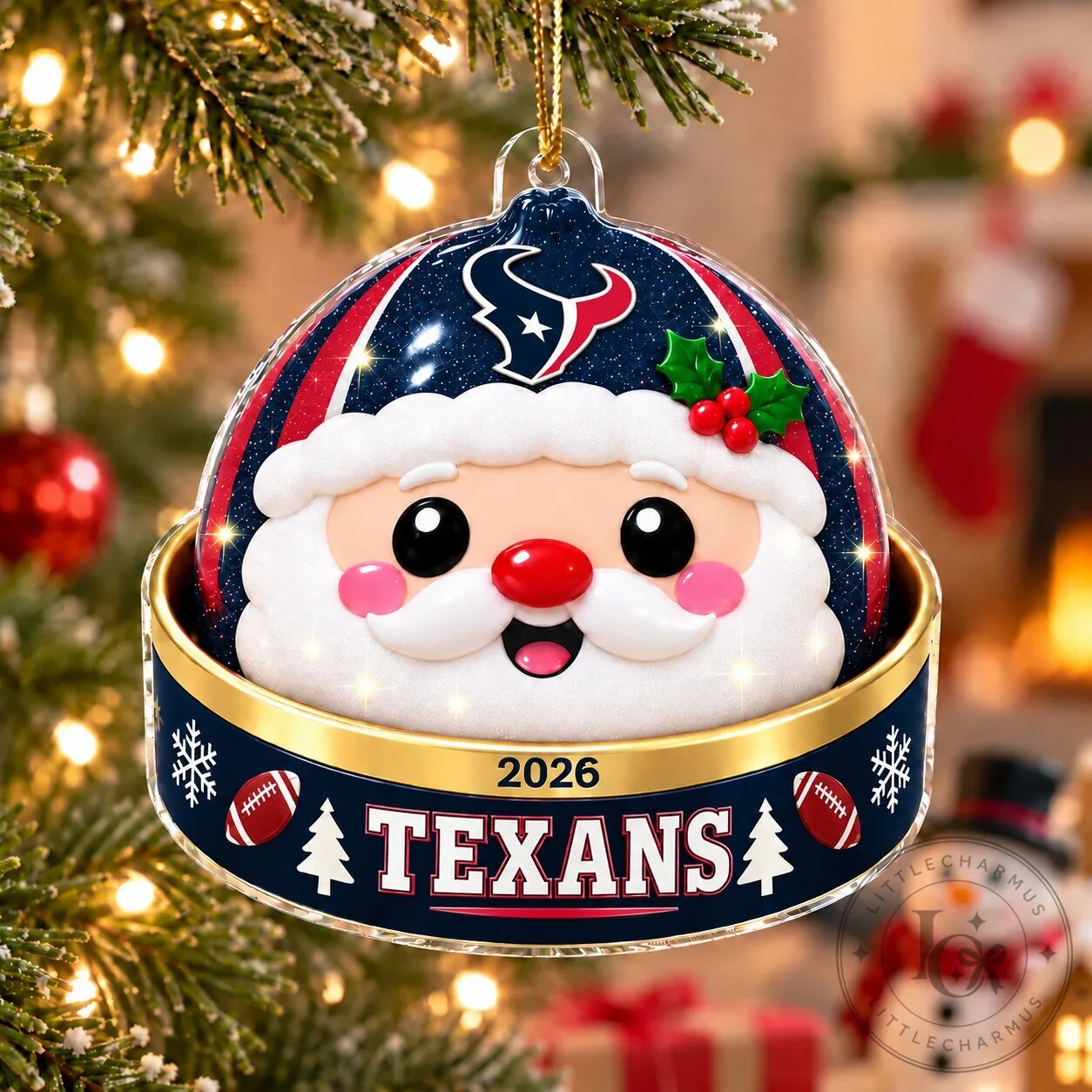 Houston Texans Christmas Santa Claus Ornament