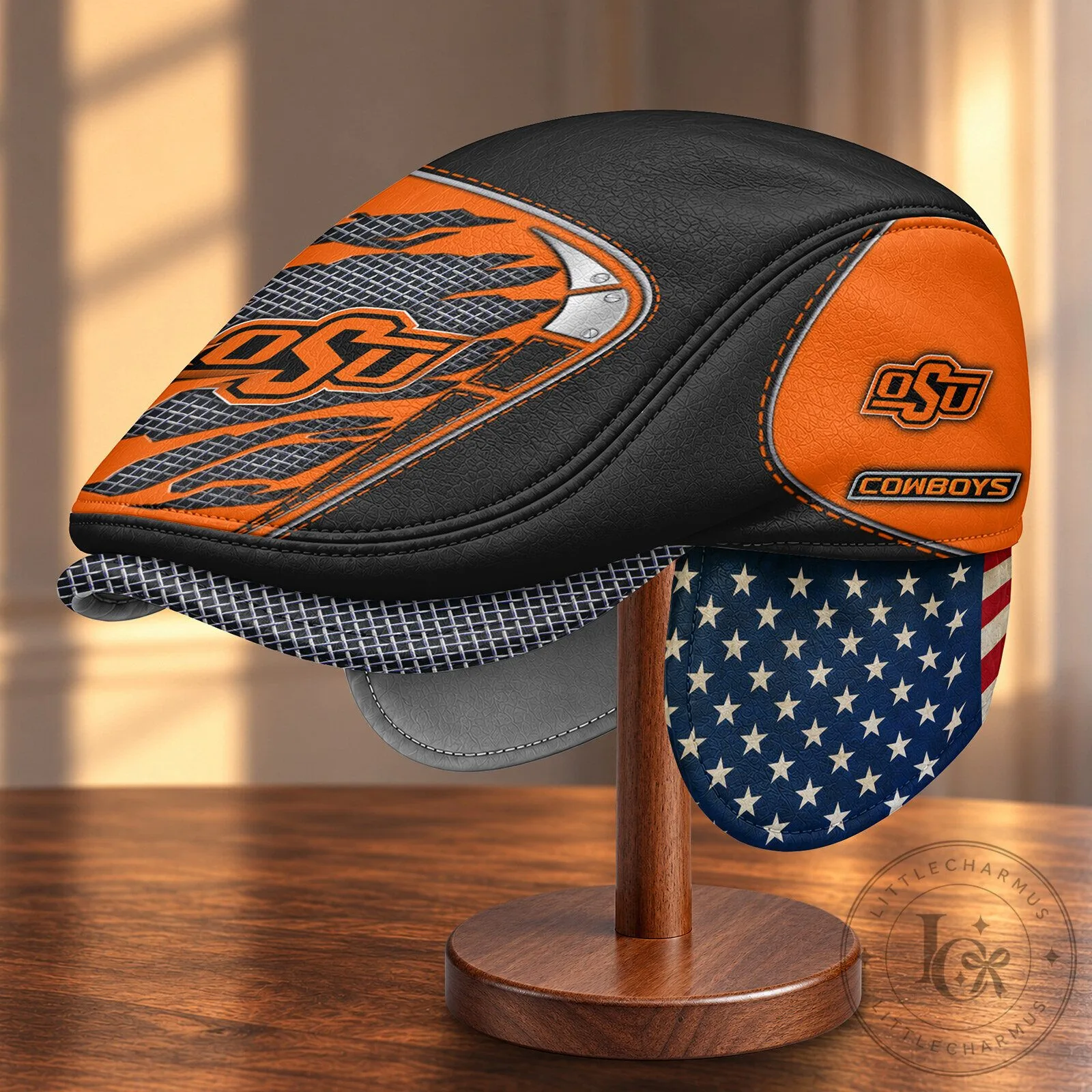 Oklahoma State Cowboys NCAA Flat Cap with Foldable Ear Flaps