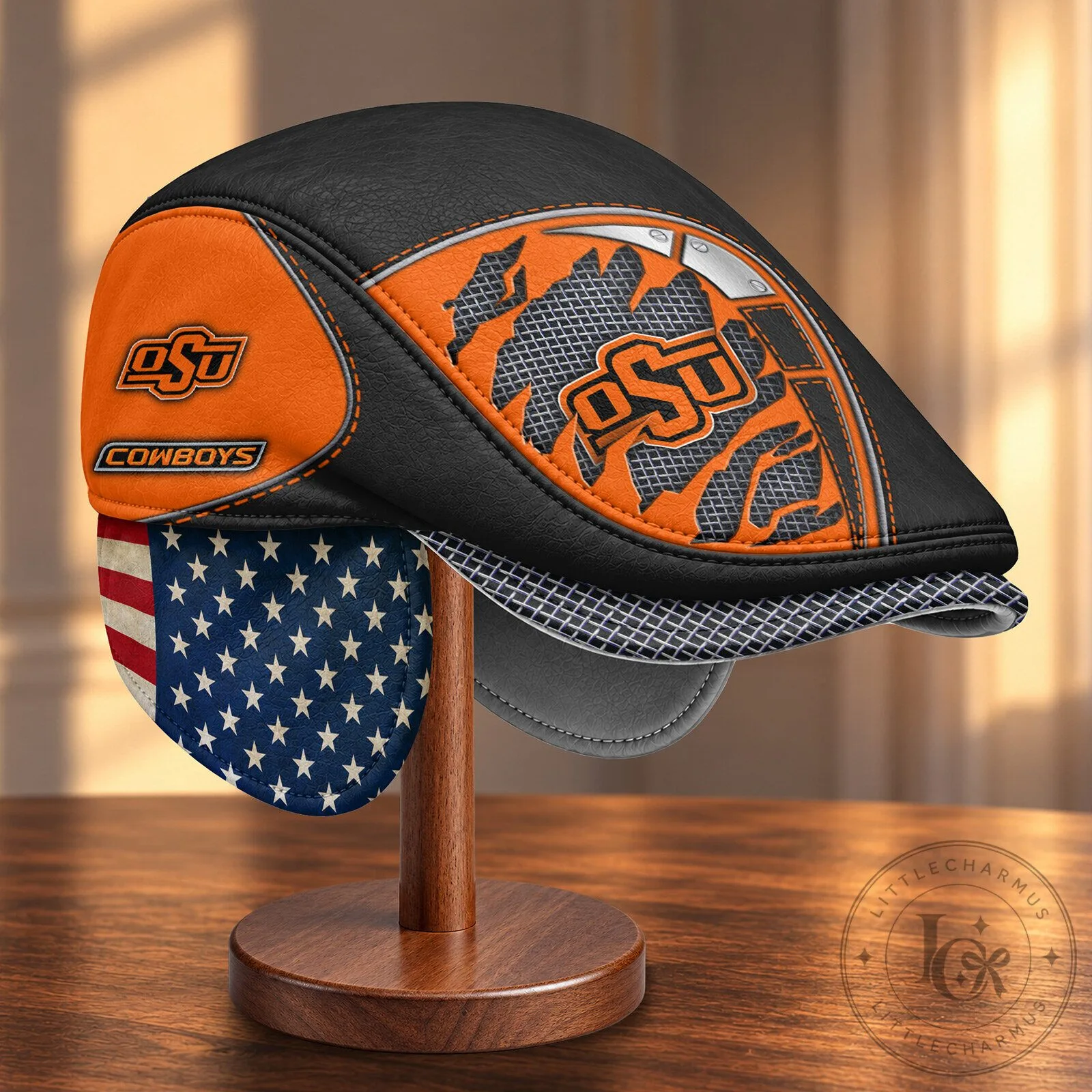 Oklahoma State Cowboys NCAA Flat Cap with Foldable Ear Flaps 10 Oklahoma State Cowboys NCAA Flat Cap with Foldable Ear Flaps