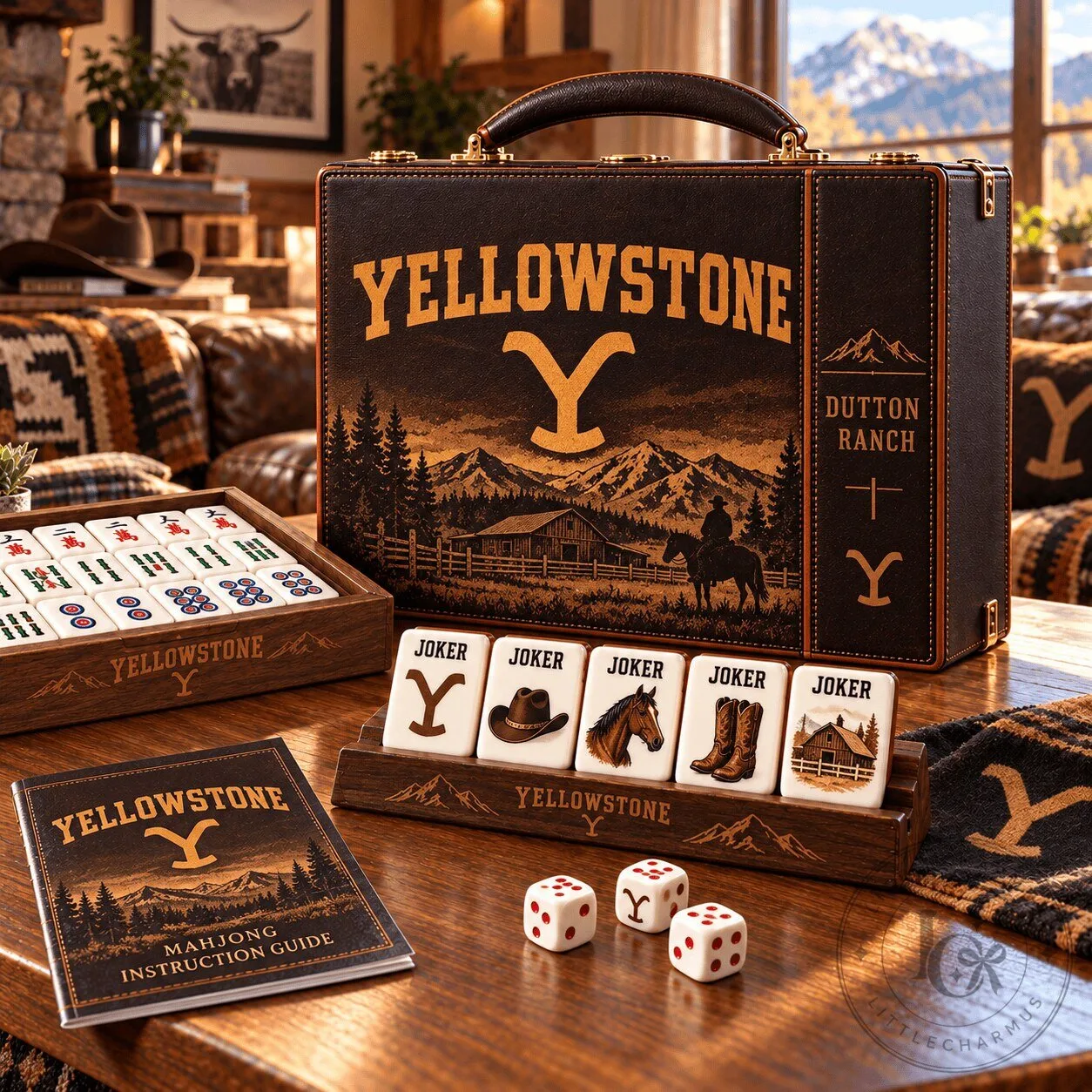 Yellowstone Dutton Ranch Mahjong Game Set with Instruction Guide and Dice
