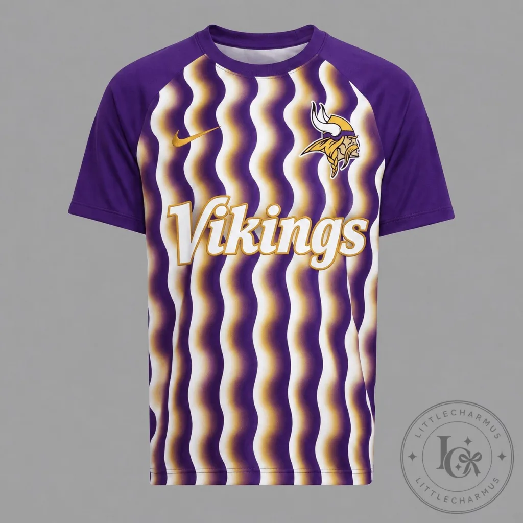 Minnesota Vikings Purple Wavy Pattern Athletic T-Shirt Minnesota Vikings Purple Wavy Pattern Athletic T-Shirt