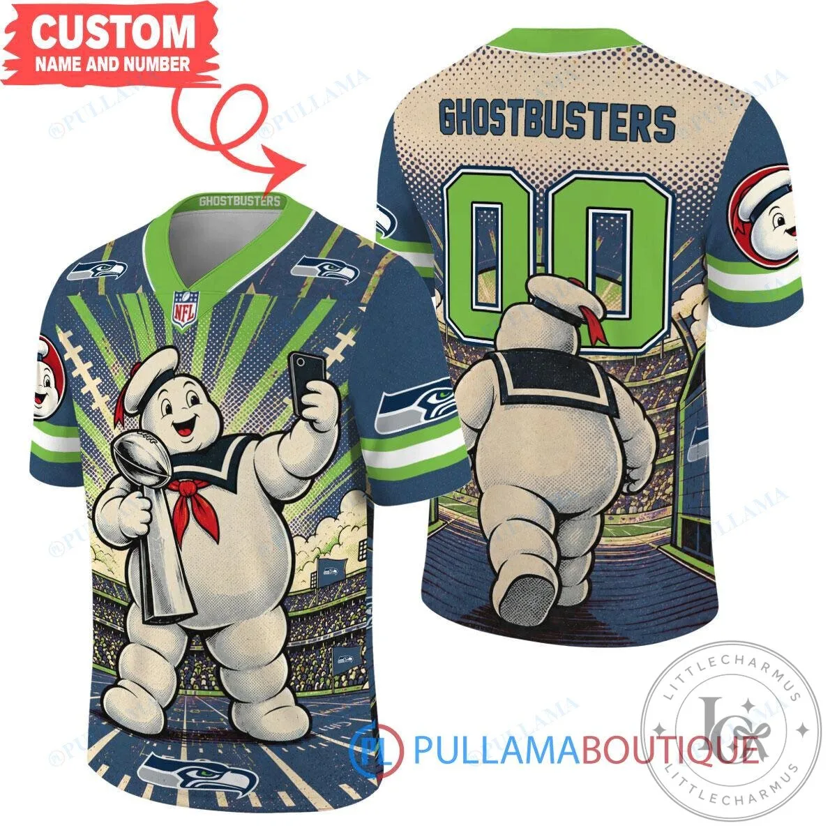 Seattle Seahawks Ghostbusters Stay Puft Marshmallow Man Football Jersey 5 Seattle Seahawks Ghostbusters Stay Puft Marshmallow Man Football Jersey