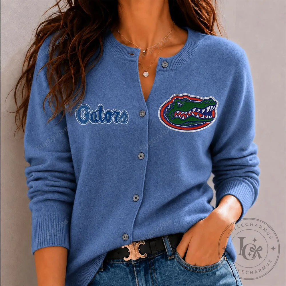Florida Gators Embroidered Logo Button-Up Cardigan Sweater for Women
