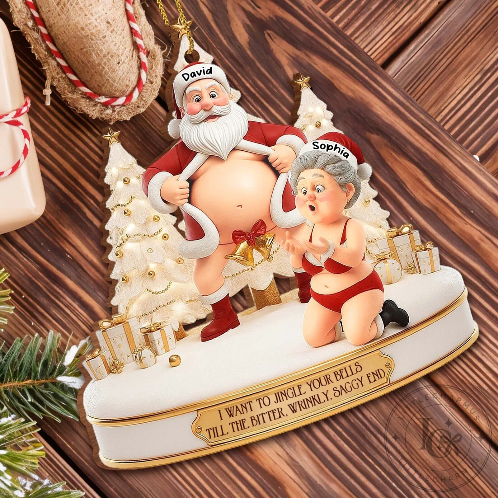 Personalized Christmas I Want To Jingle Your Bells Funny Couple Ornament