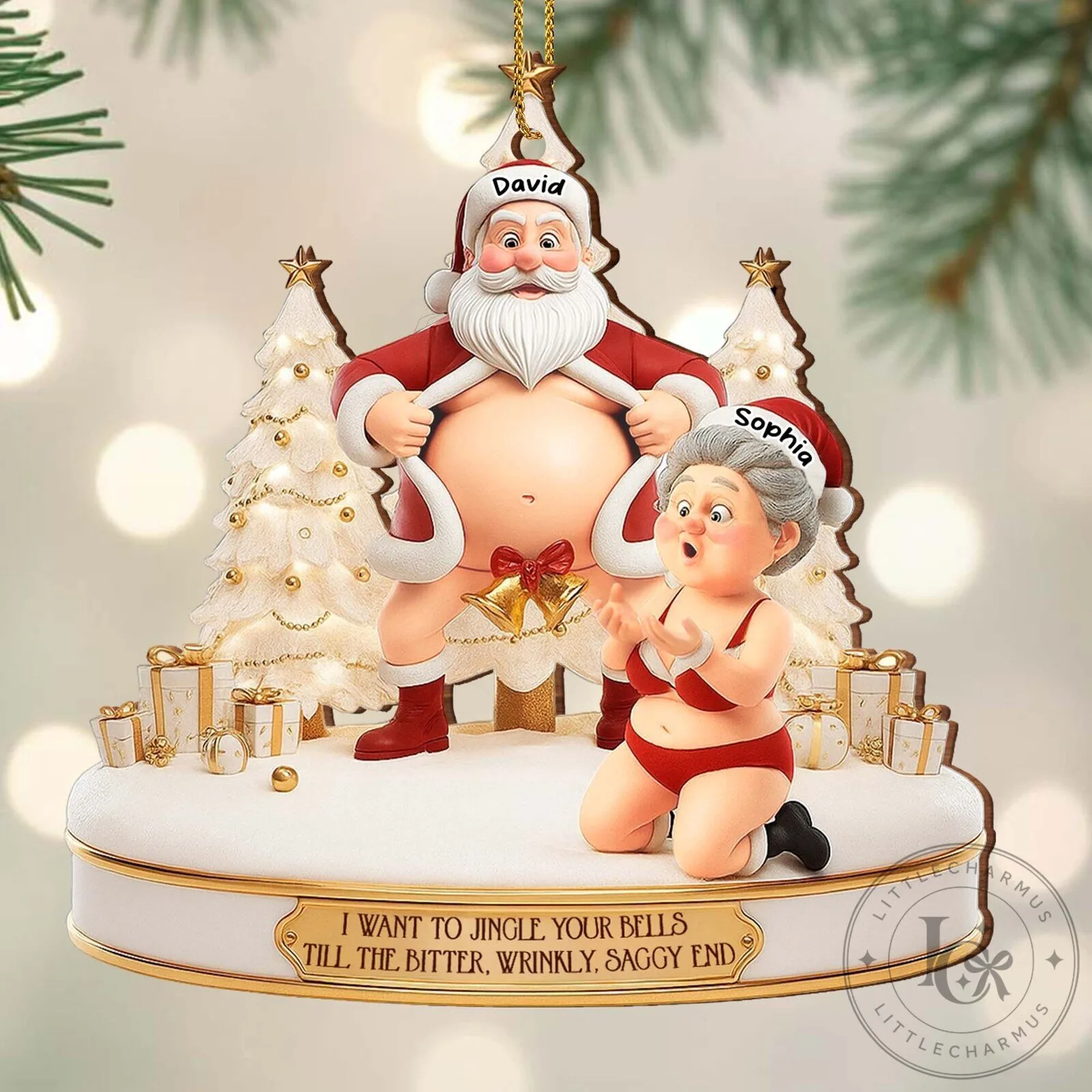 Personalized Christmas I Want To Jingle Your Bells Funny Couple Ornament 18 Personalized Christmas I Want To Jingle Your Bells Funny Couple Ornament