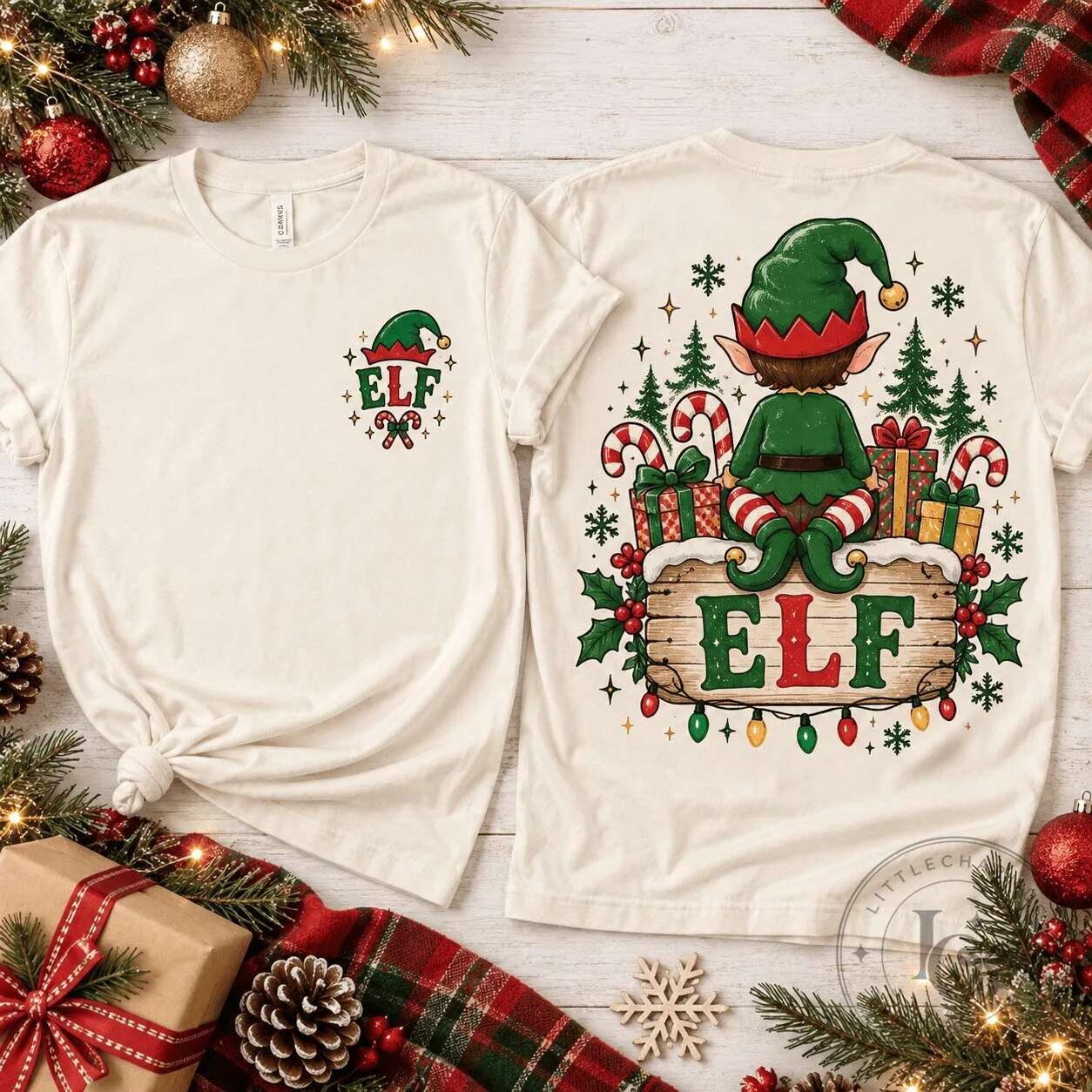 Christmas Elf Candy Cane Holiday Festive T-Shirt