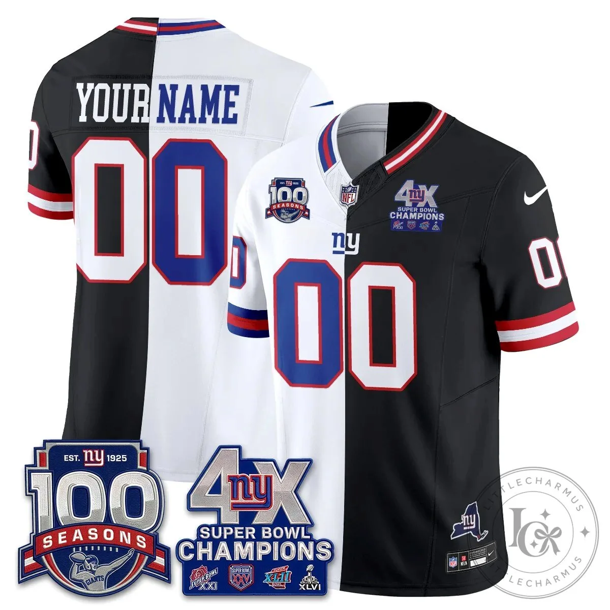 New York Giants Four Times Super Bowl Champions Split Edition Football Jersey