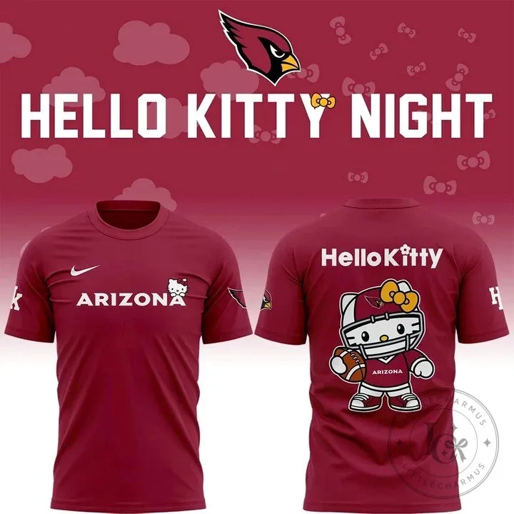 Arizona Cardinals Hello Kitty Football Night Graphic Print T-Shirt