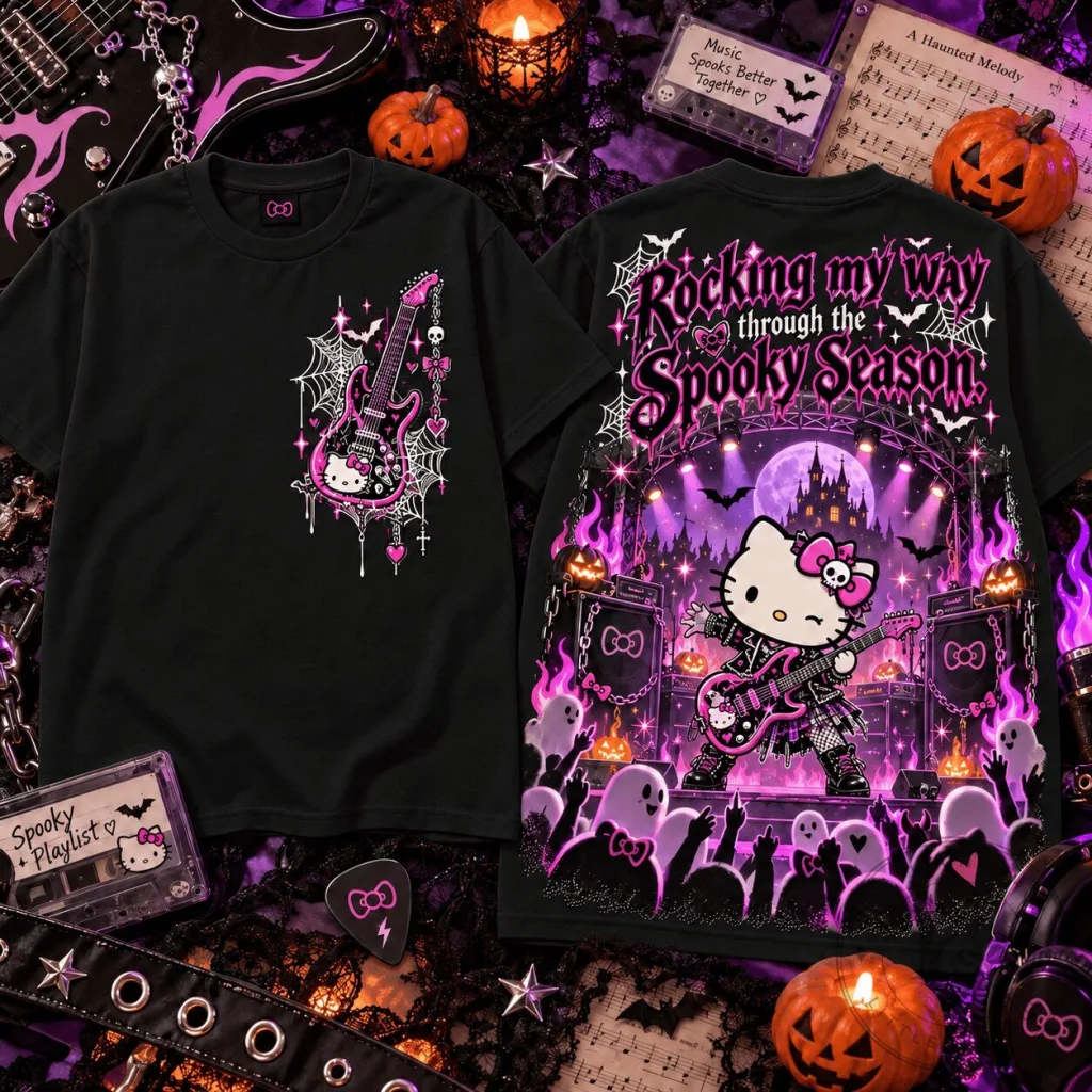 Hello Kitty Halloween Rock Star Spooky Season Music Guitar Lovers T-Shirt Hello Kitty Halloween Rock Star Spooky Season Music Guitar Lovers T-Shirt