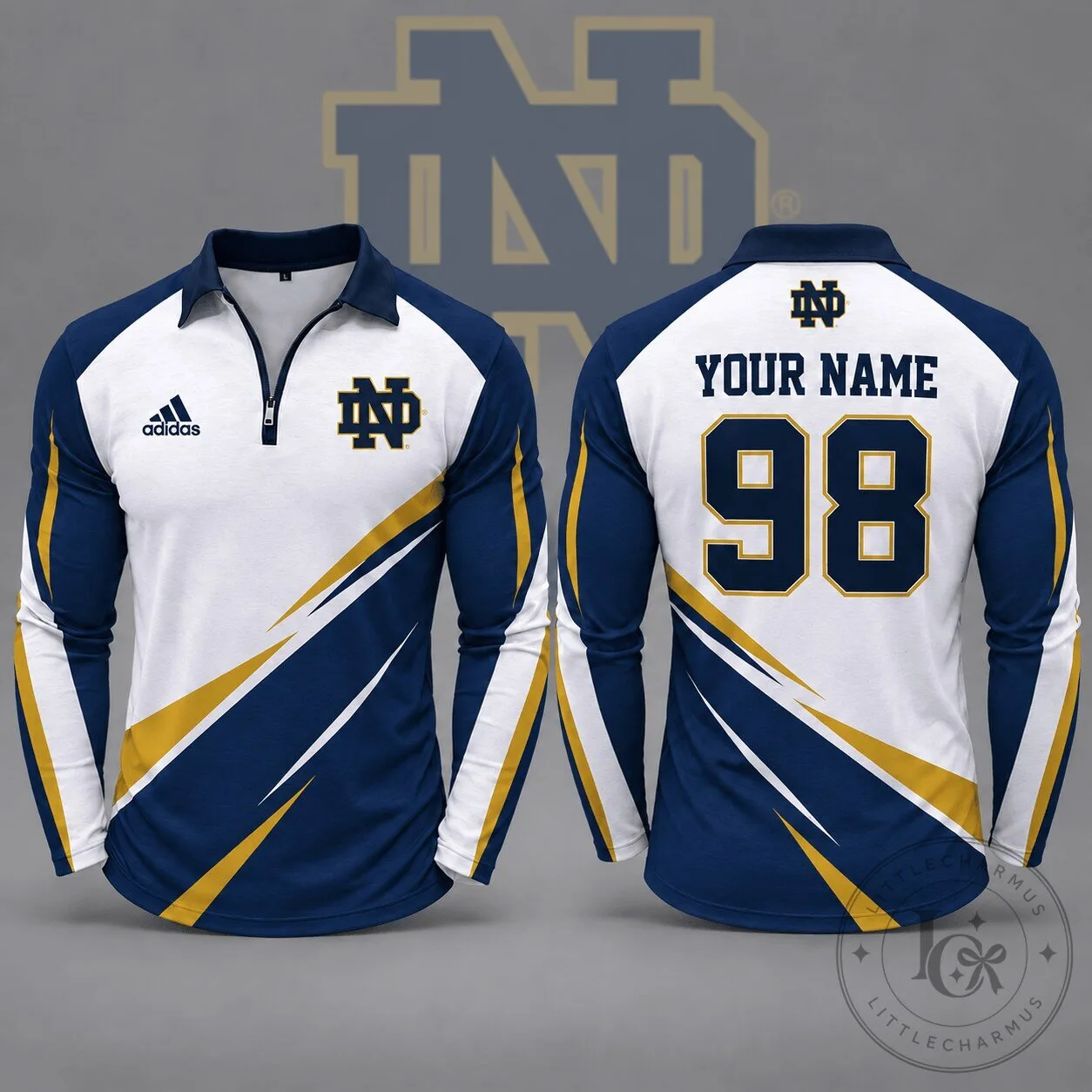 Notre Dame Fighting Irish Personalized Name and Number Long Sleeve Polo Shirt