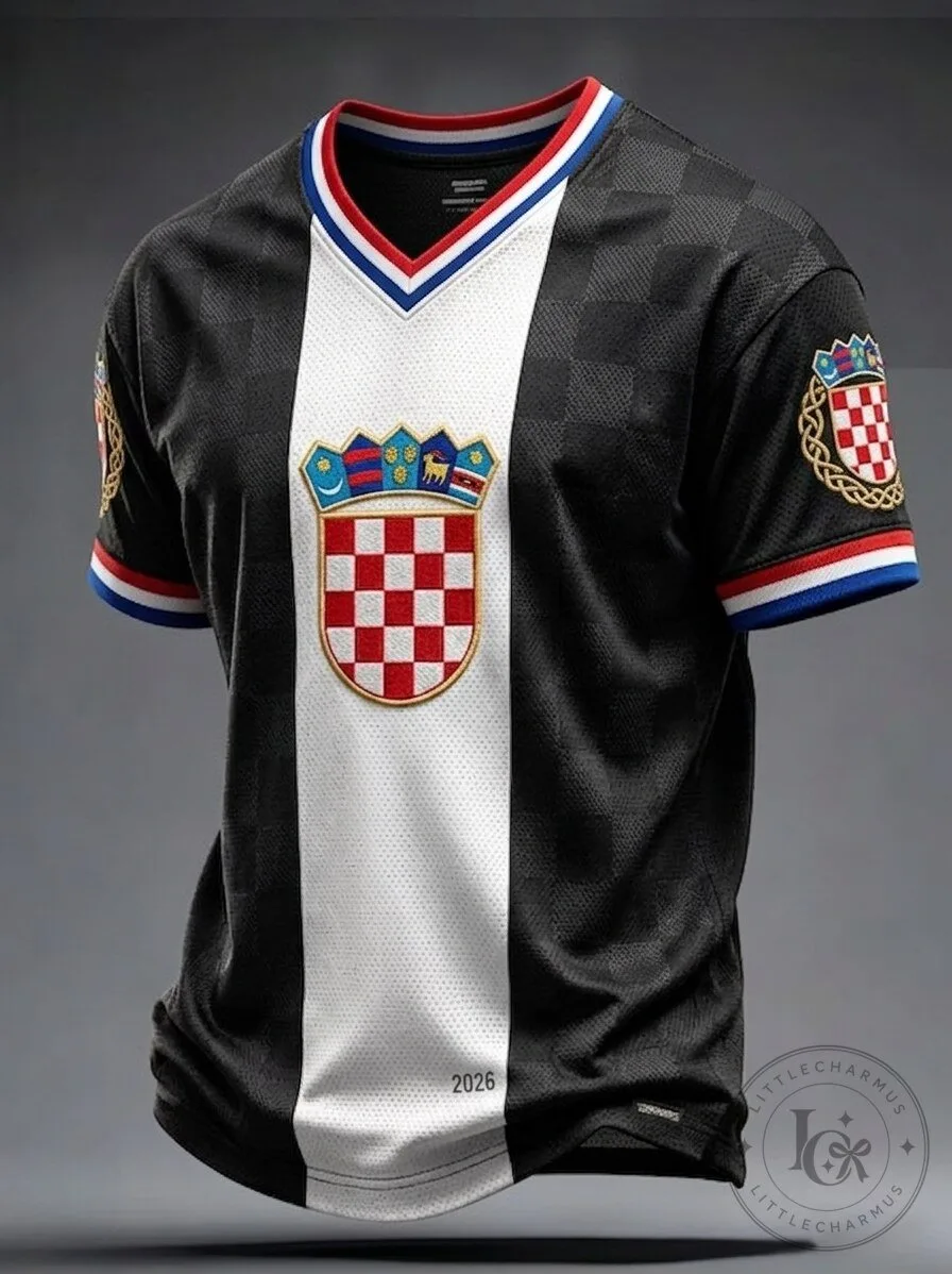 Croatia National Team Black and White Football Jersey