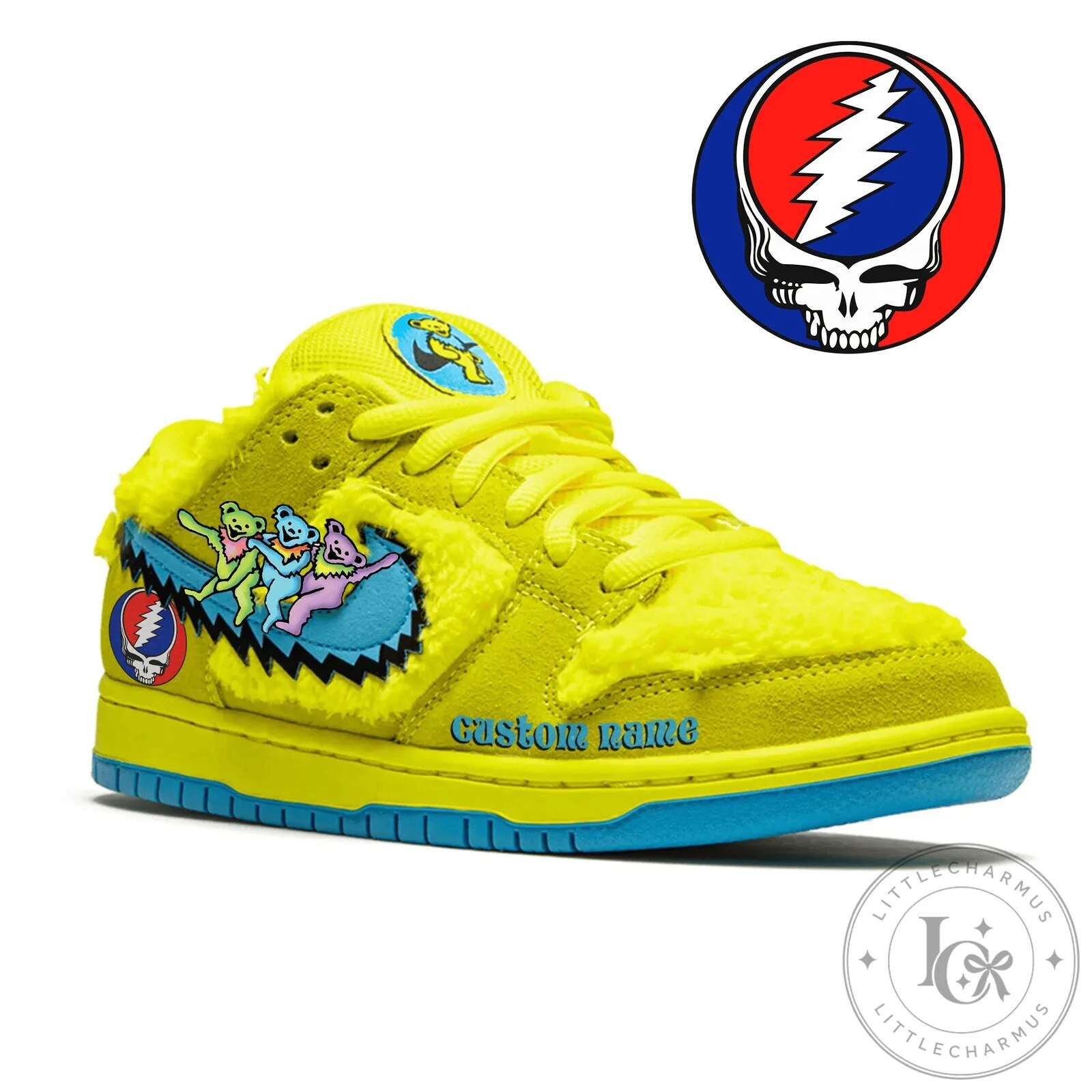 Grateful Dead Dancing Bears Yellow Low Top Sneakers