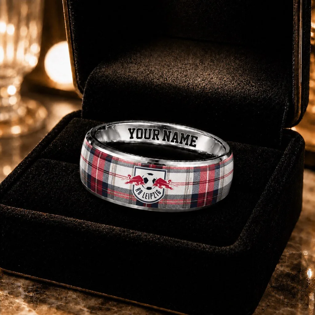 RB Leipzig Bundesliga Plaid Pattern Custom Name Fan Ring RB Leipzig Bundesliga Plaid Pattern Custom Name Fan Ring