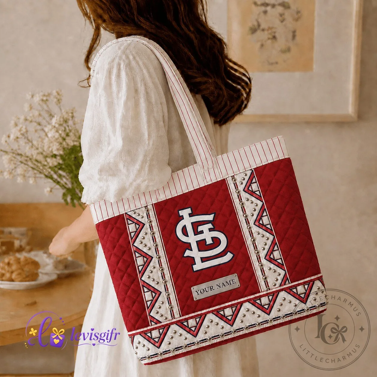 St. Louis Cardinals MLB Personalized Quilted Tote Bag for Baseball Fans