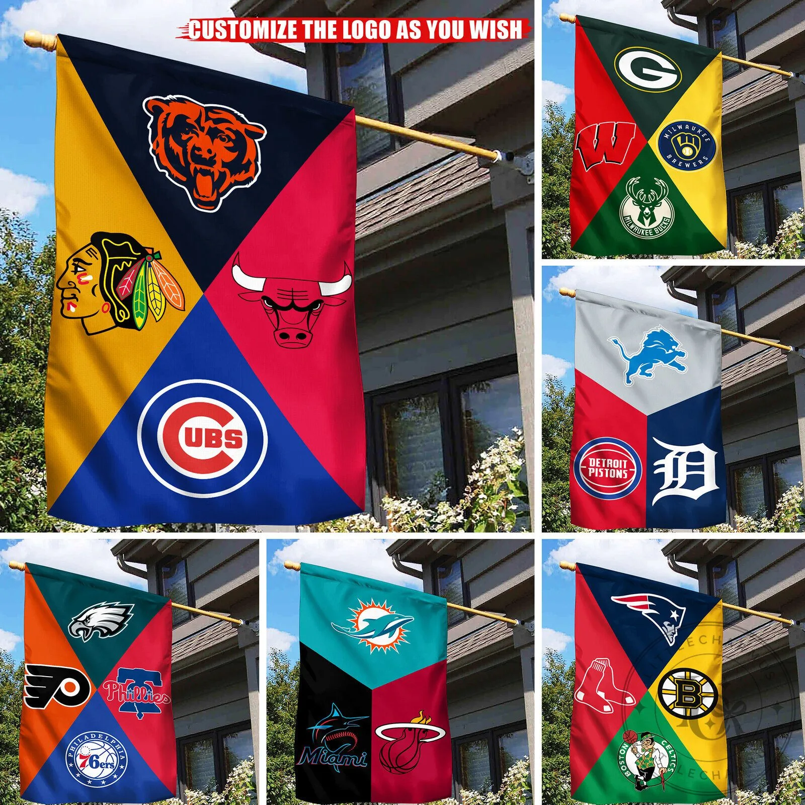 M1 Customize your favorite logo and text on the flag- Custom flag with triangle