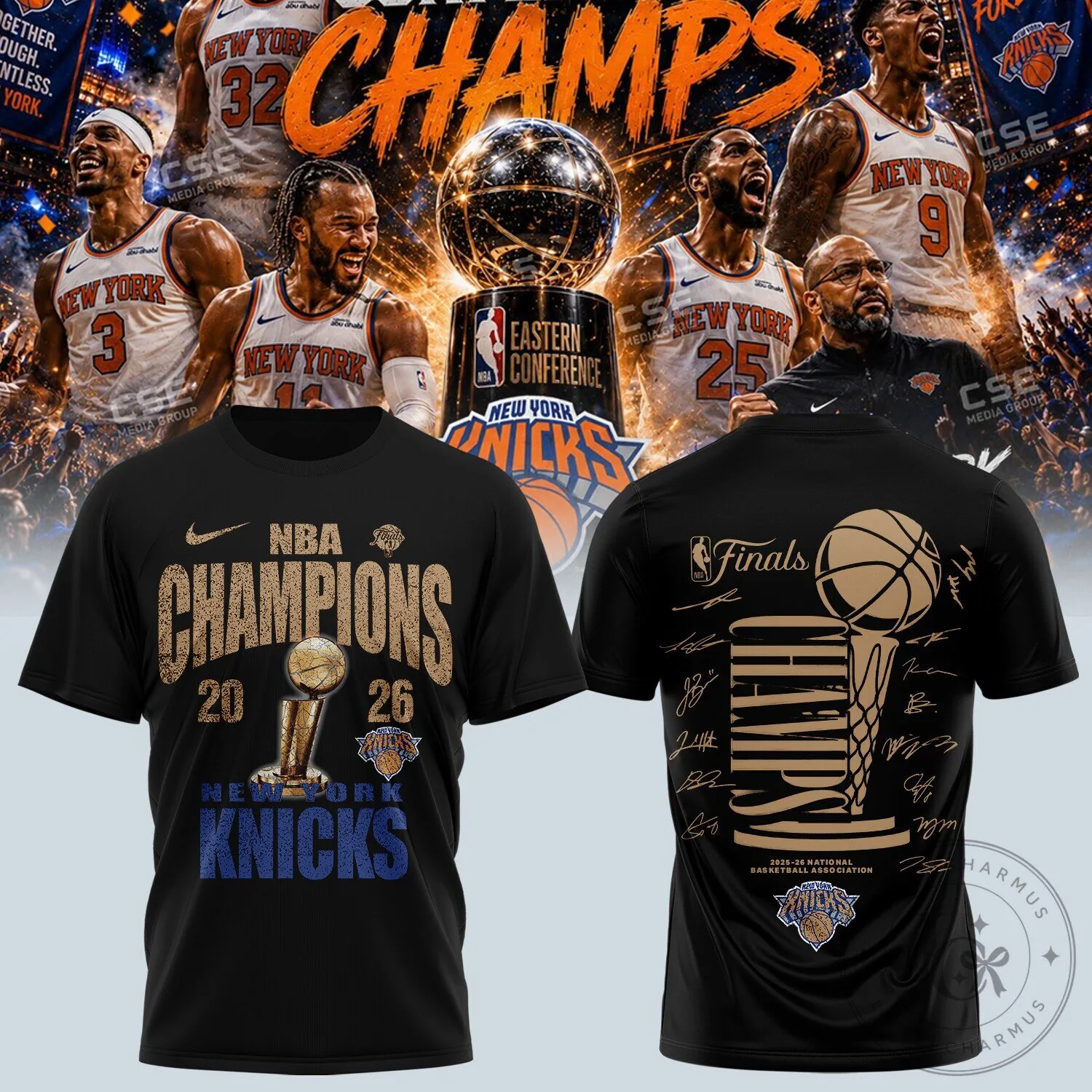 New York Knicks 2026 NBA Champions Black T-Shirt