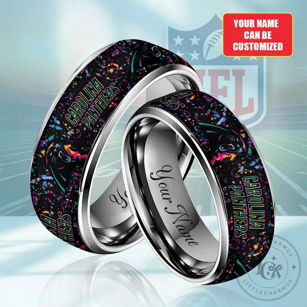 Carolina Panthers Crucial Catch Personalized Custom Alloy Ring