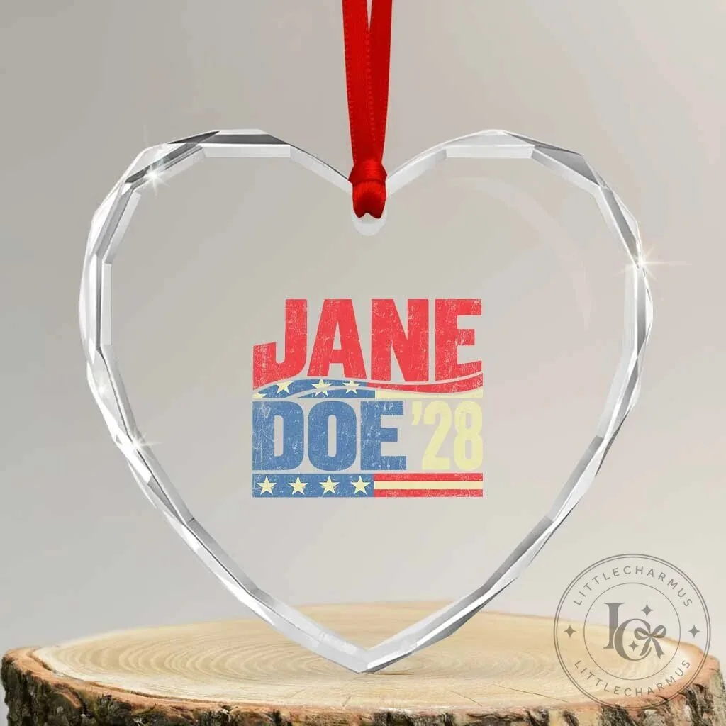 Jane Doe 2028 Presidential Campaign Heart Crystal Glass Christmas Ornament 4 Jane Doe 2028 Presidential Campaign Heart Crystal Glass Christmas Ornament