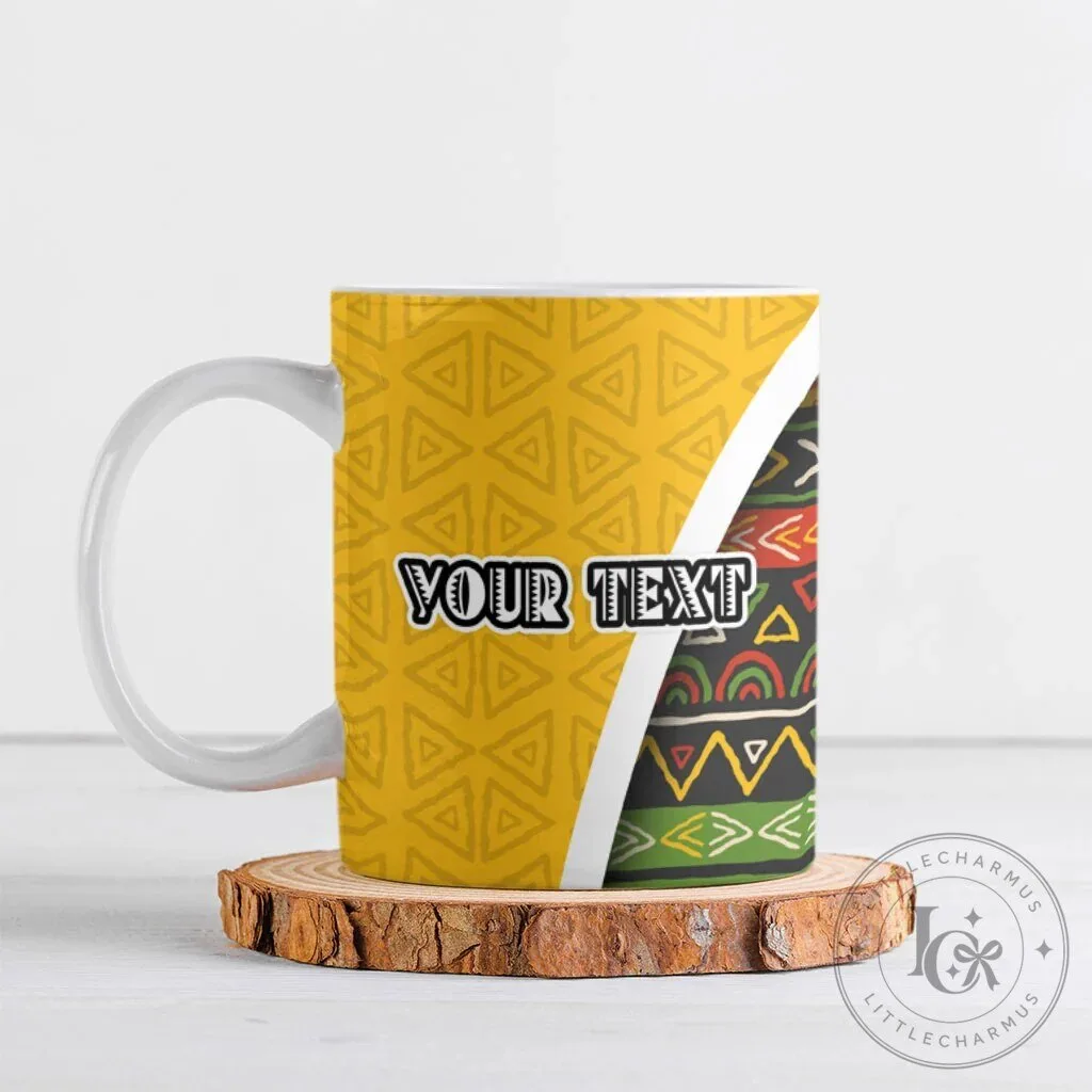 Personalized African Tribal Geometric Heritage Pattern Custom Text Coffee Mug