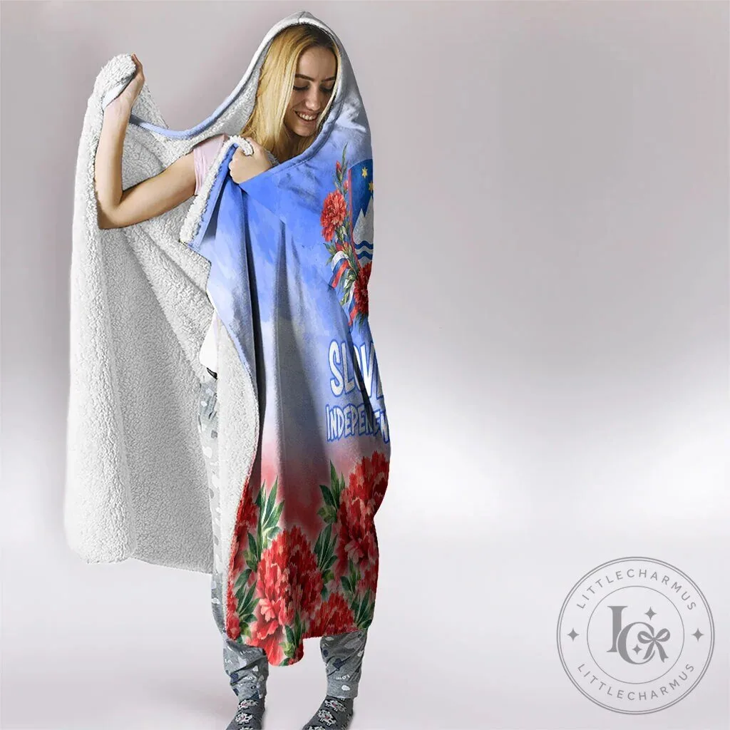 Slovenia Independence Day Red Carnation Emblem Hooded Blanket 12 Slovenia Independence Day Red Carnation Emblem Hooded Blanket