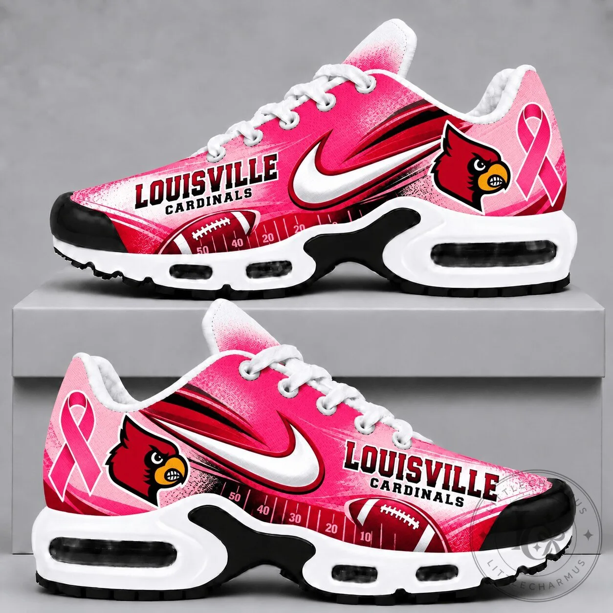 Louisville Cardinals Breast Cancer Awareness Pink Football Sneakers
