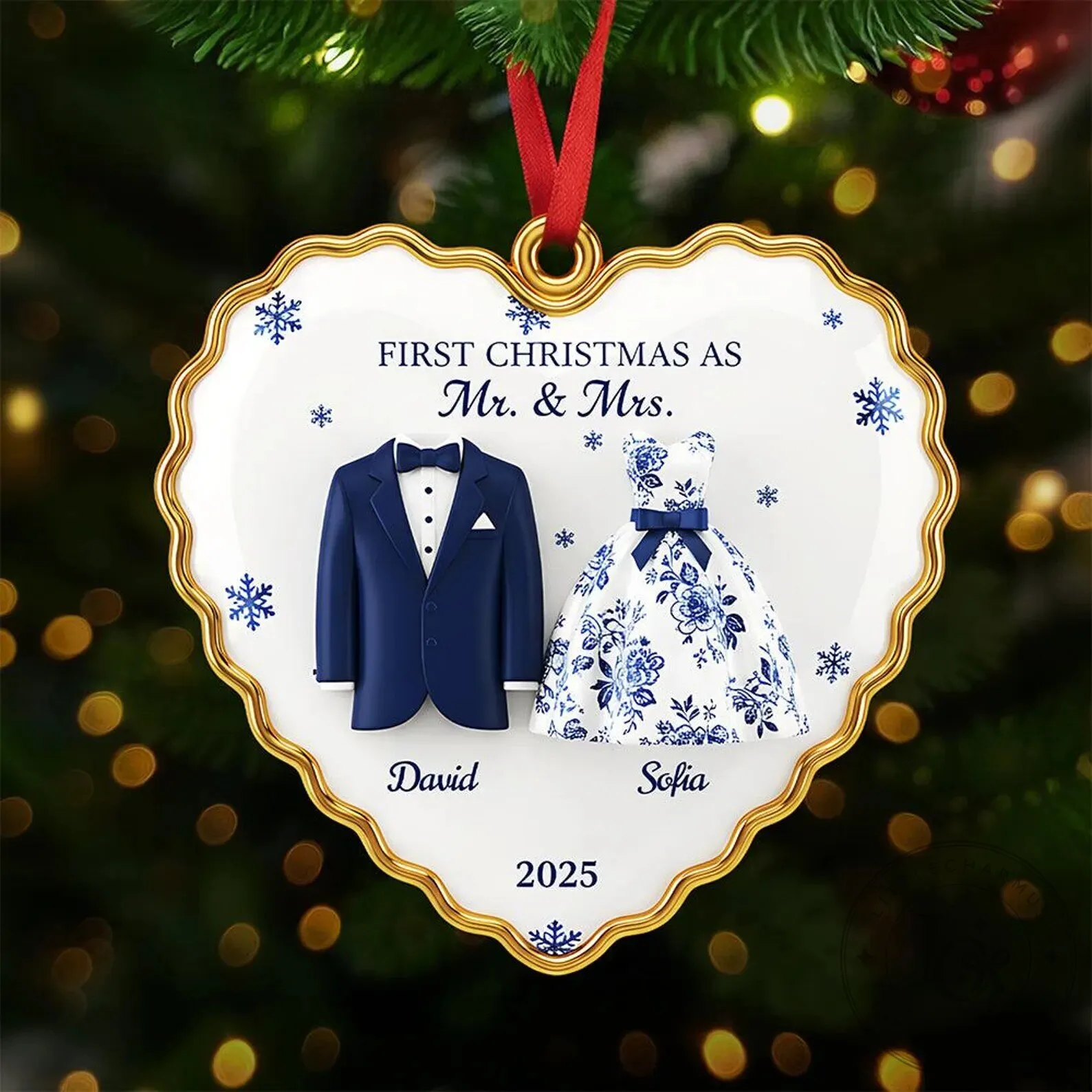 Personalized Wedding Ornament for Mr. and Mrs. - First Christmas Keepsake 4 Personalized Wedding Ornament for Mr. and Mrs. - First Christmas Keepsake
