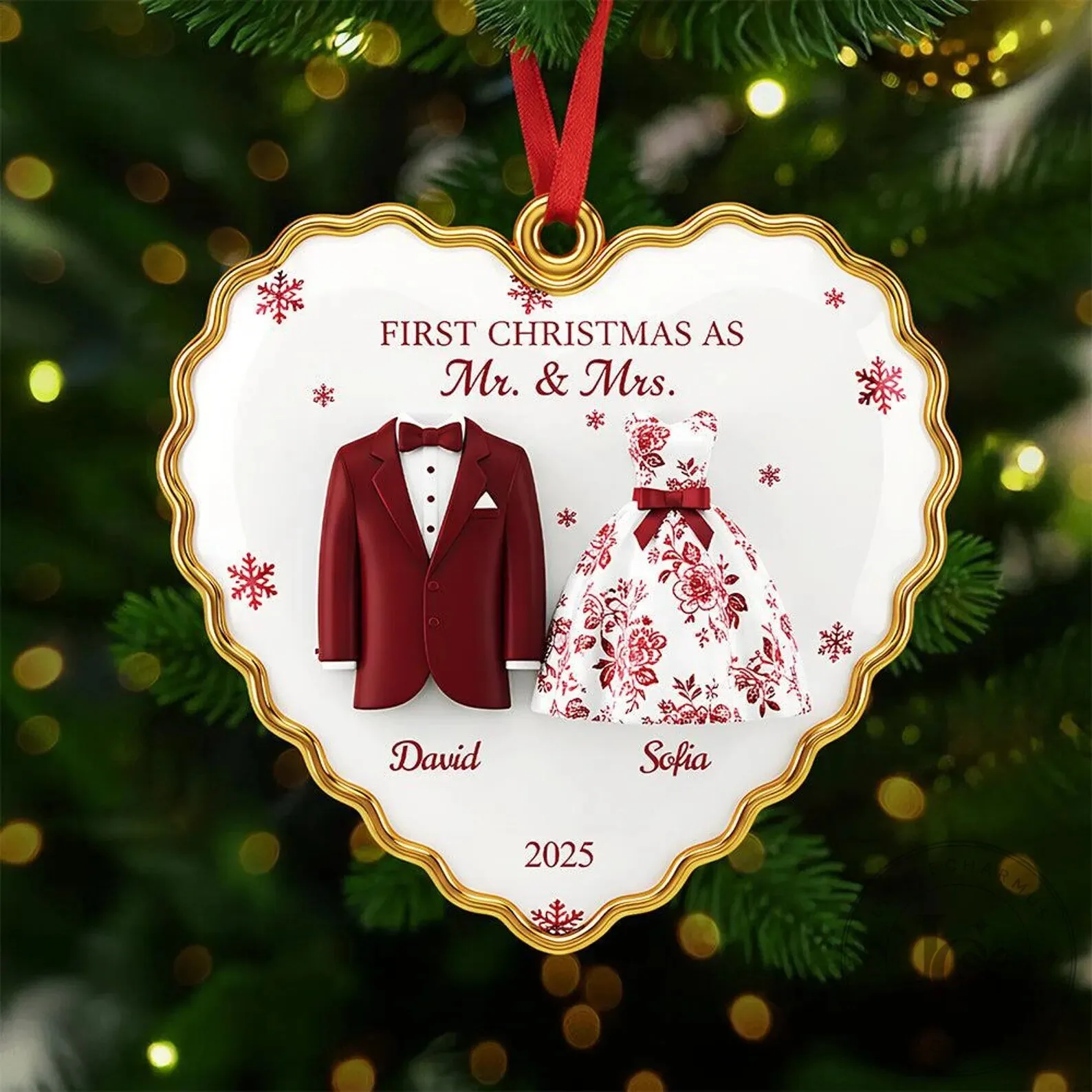 Personalized Wedding Ornament for Mr. and Mrs. - First Christmas Keepsake 8 Personalized Wedding Ornament for Mr. and Mrs. - First Christmas Keepsake