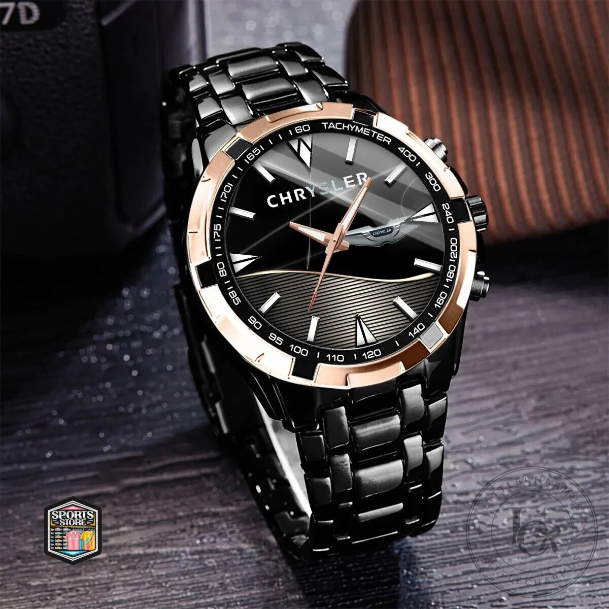 Chrysler Elegant Black and Rose Gold Stainless Steel Men's Watch