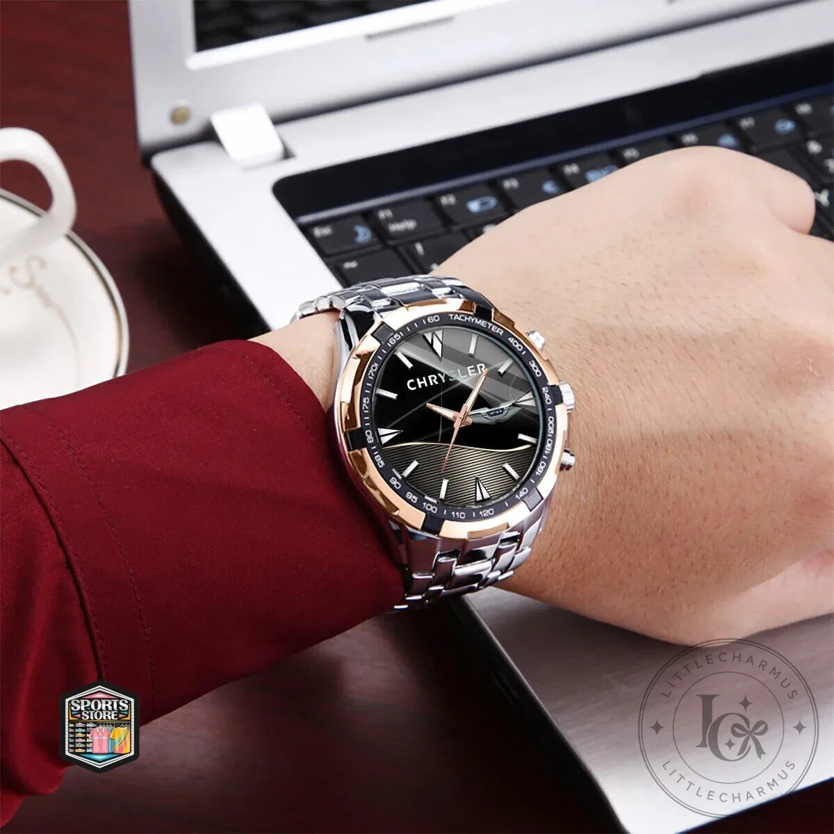 Chrysler Elegant Black and Rose Gold Stainless Steel Men's Watch 12 Chrysler Elegant Black and Rose Gold Stainless Steel Men