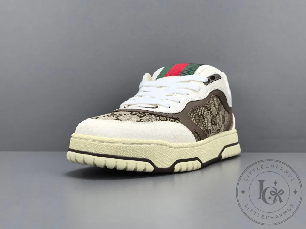 Gucci Re-Web White Brown Beige High-Top Sneakers for Men and Women Gucci Re-Web White Brown Beige High-Top Sneakers for Men and Women