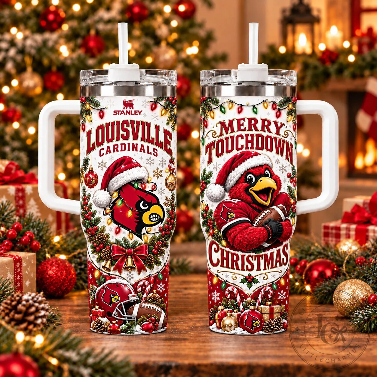 Louisville Cardinals Merry Touchdown Christmas Holiday Tumbler 6 Louisville Cardinals Merry Touchdown Christmas Holiday Tumbler