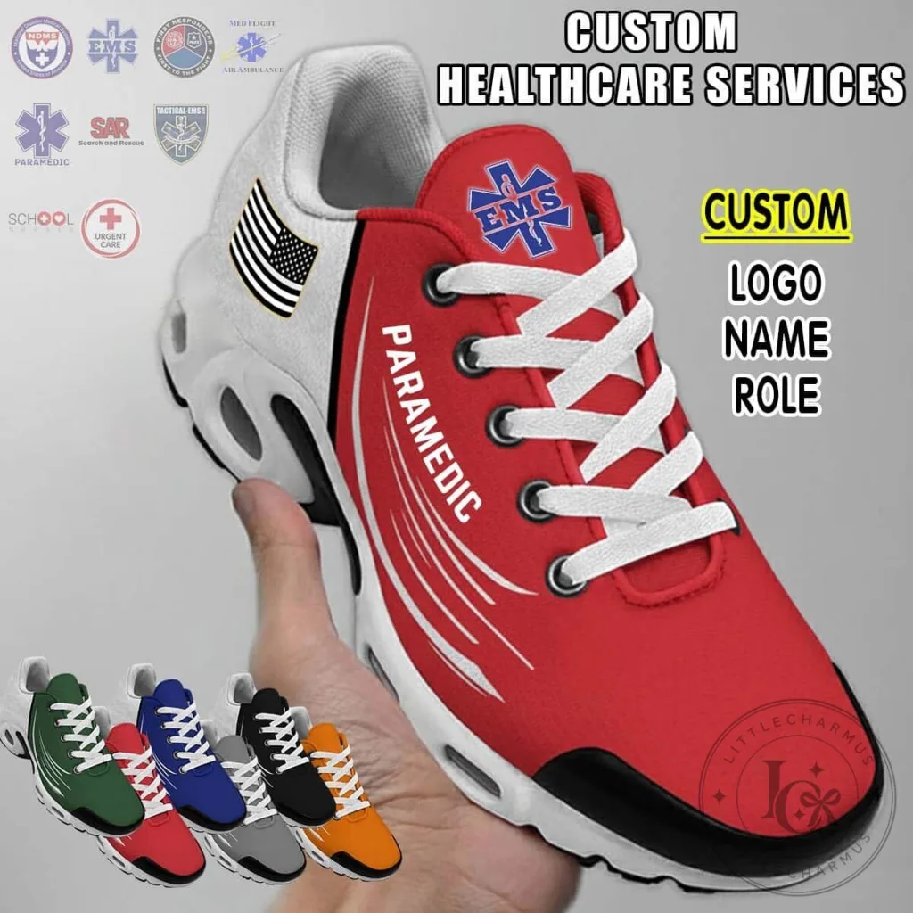 Paramedic EMS Healthcare Services Custom Name Logo Role Sneakers Paramedic EMS Healthcare Services Custom Name Logo Role Sneakers