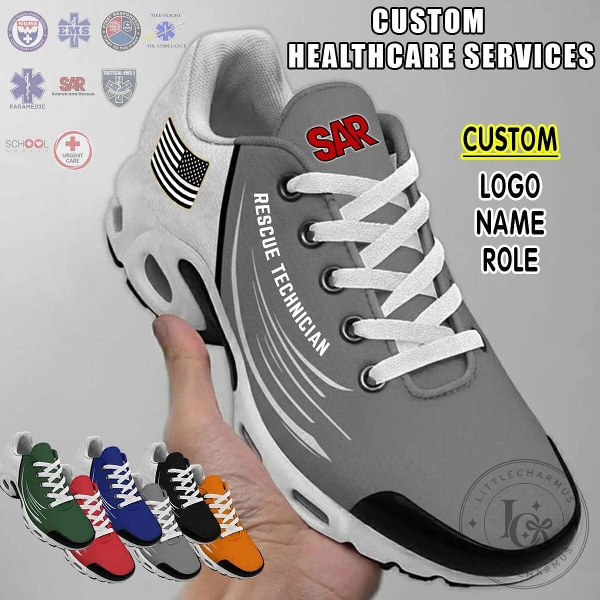 Paramedic EMS Healthcare Services Custom Name Logo Role Sneakers 14 Paramedic EMS Healthcare Services Custom Name Logo Role Sneakers