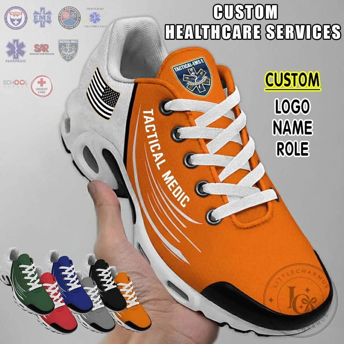 Paramedic EMS Healthcare Services Custom Name Logo Role Sneakers 15 Paramedic EMS Healthcare Services Custom Name Logo Role Sneakers