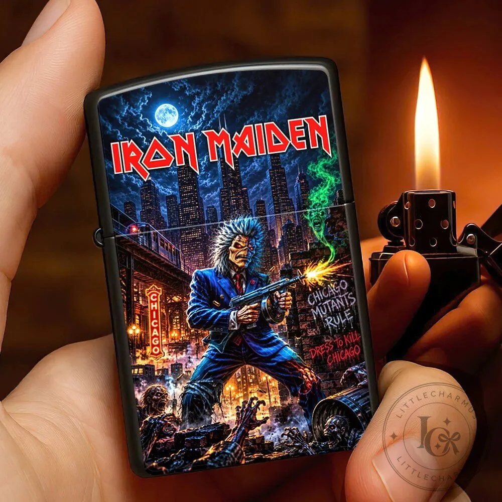 Iron Maiden Eddie Chicago Mutants Rule Heavy Metal Zippo Lighter