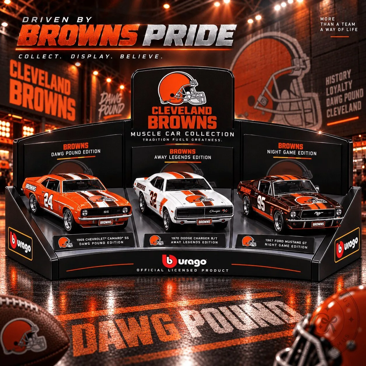 Cleveland Browns Muscle Car Collection Die-Cast Vehicle Set