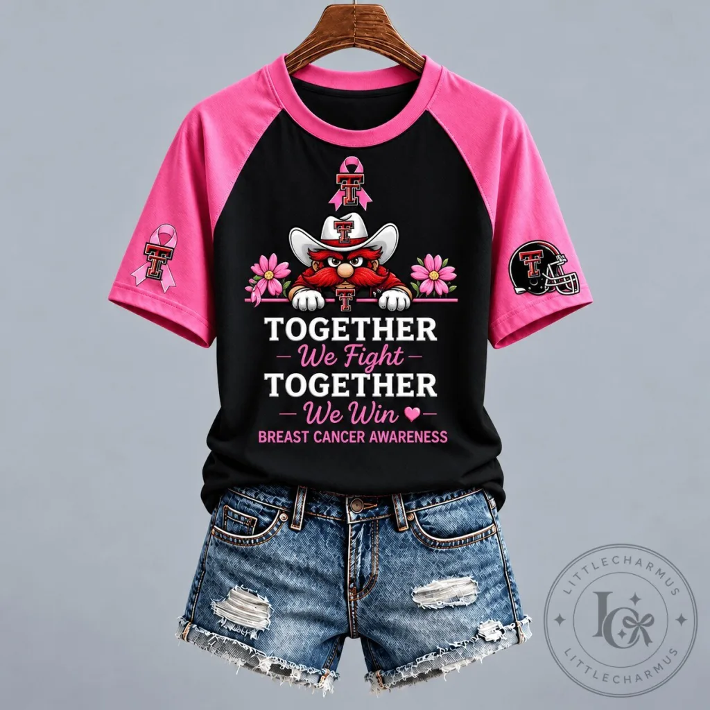 Texas Tech Red Raiders Breast Cancer Awareness Together We Fight T-Shirt Texas Tech Red Raiders Breast Cancer Awareness Together We Fight T-Shirt