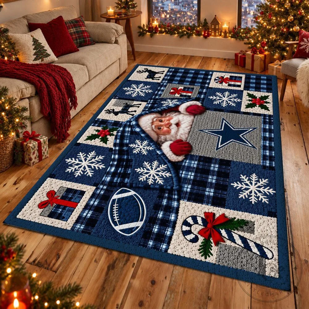 Dallas Cowboys Christmas Santa Claus Football Holiday Area Rug 1 Dallas Cowboys Christmas Santa Claus Football Holiday Area Rug