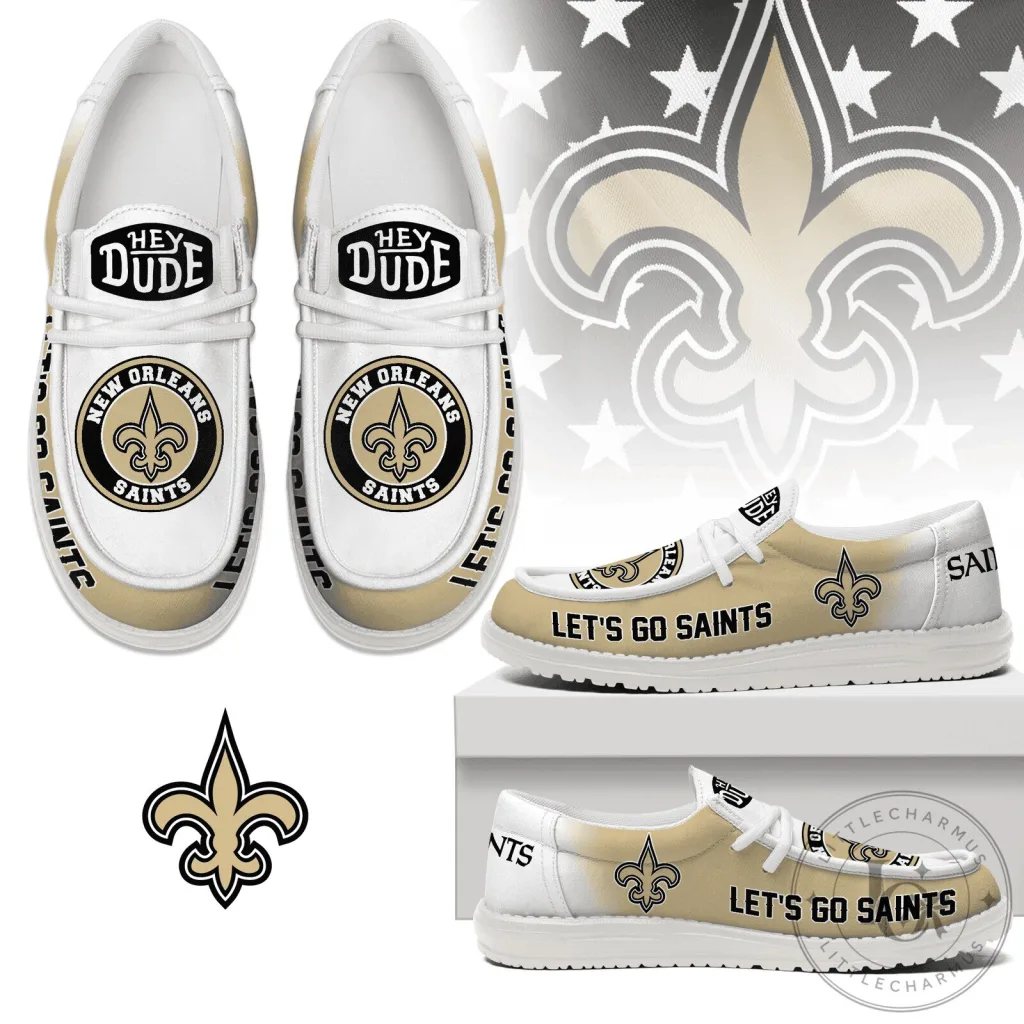 New Orleans Saints Football Team Logo Hey Dude Style Comfortable Shoes New Orleans Saints Football Team Logo Hey Dude Style Comfortable Shoes