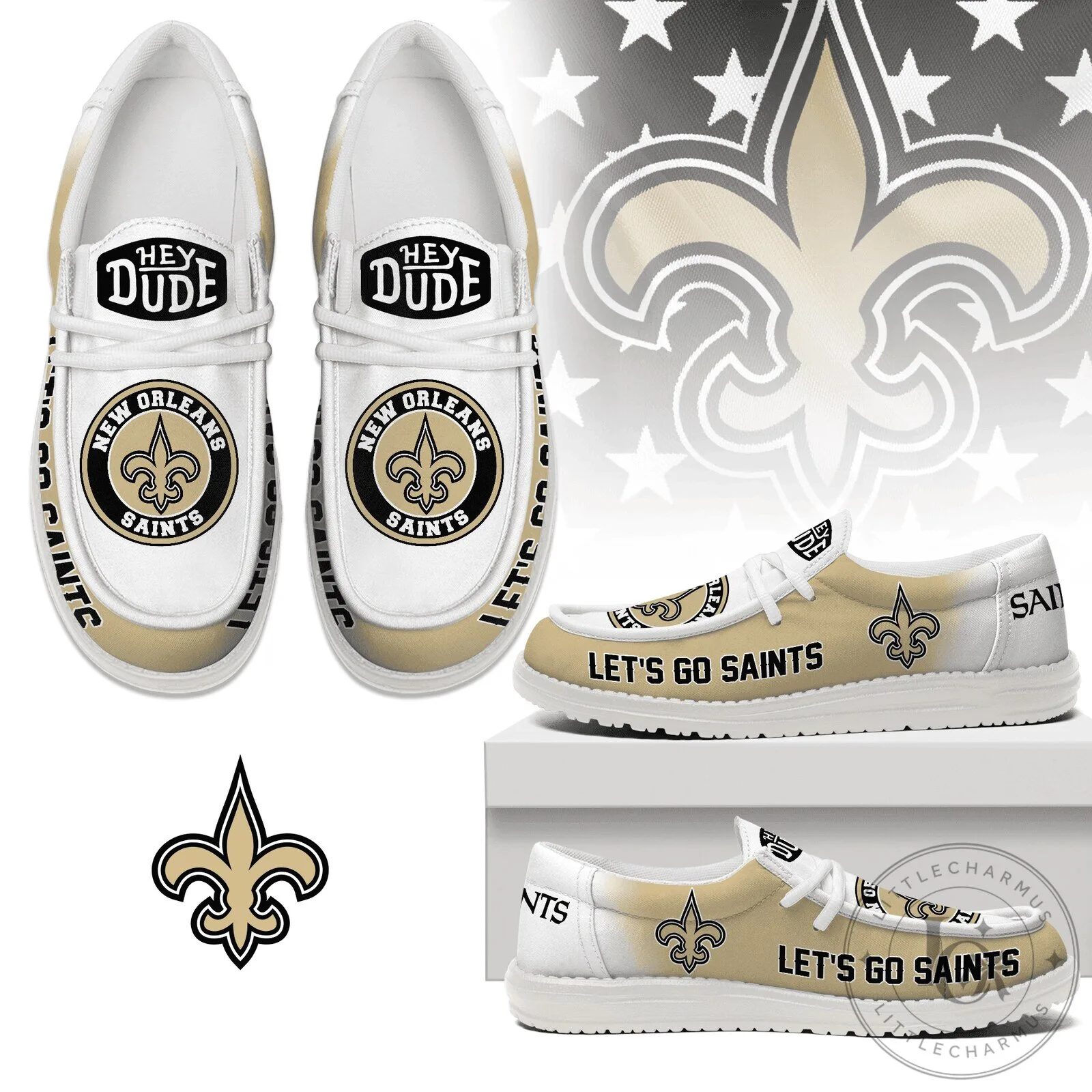 New Orleans Saints Football Team Logo Hey Dude Style Comfortable Shoes 5 New Orleans Saints Football Team Logo Hey Dude Style Comfortable Shoes
