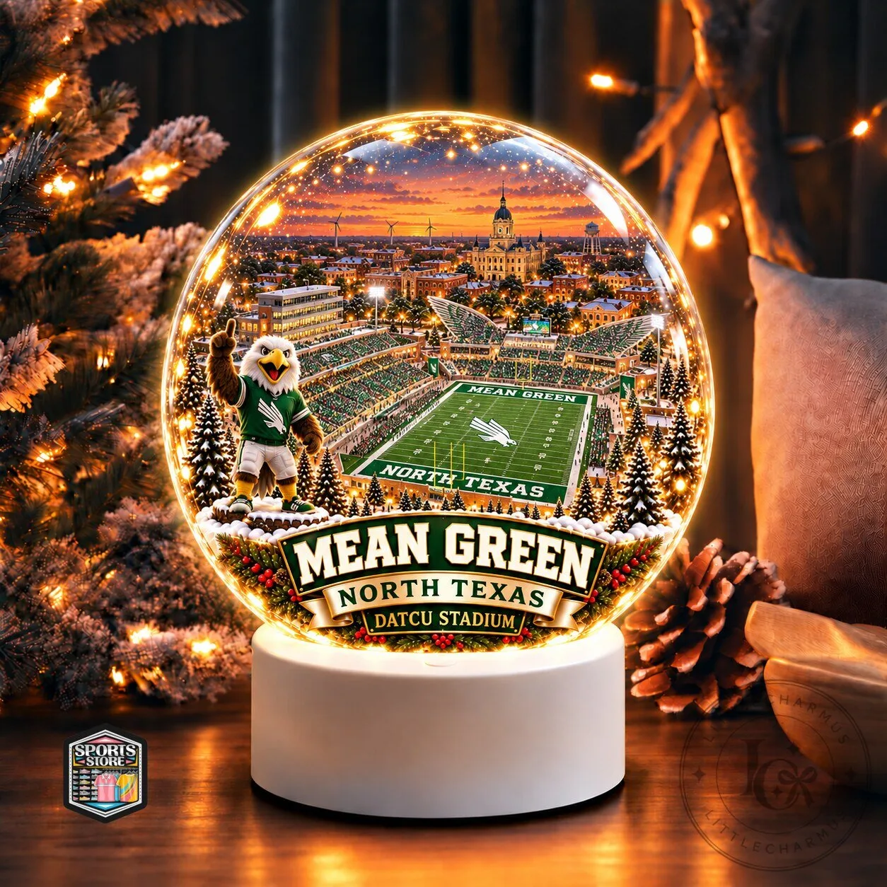 North Texas Mean Green Football Stadium Snow Globe