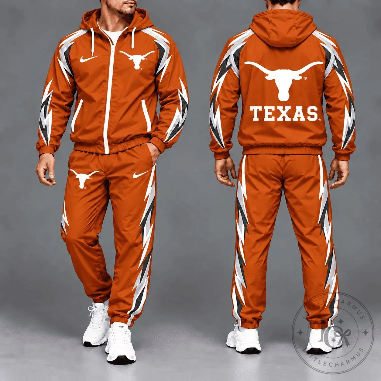 Texas Longhorns NCAA Full-Zip Hooded Windbreaker Jacket and Pants Tracksuit Set 2 Texas Longhorns NCAA Full-Zip Hooded Windbreaker Jacket and Pants Tracksuit Set